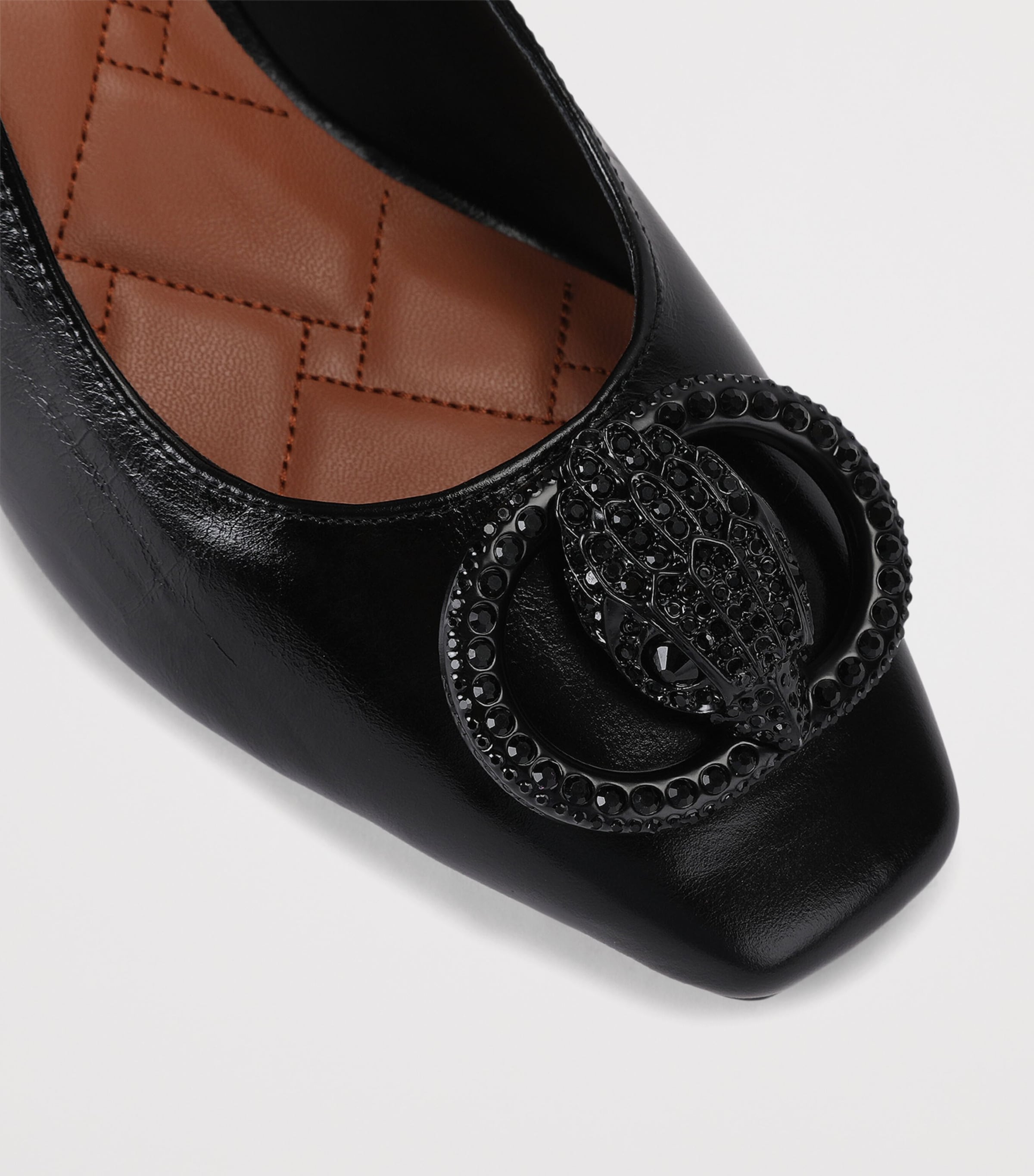 Kurt Geiger London Leather Chelsea Slingback Block Heels Black Image 2
