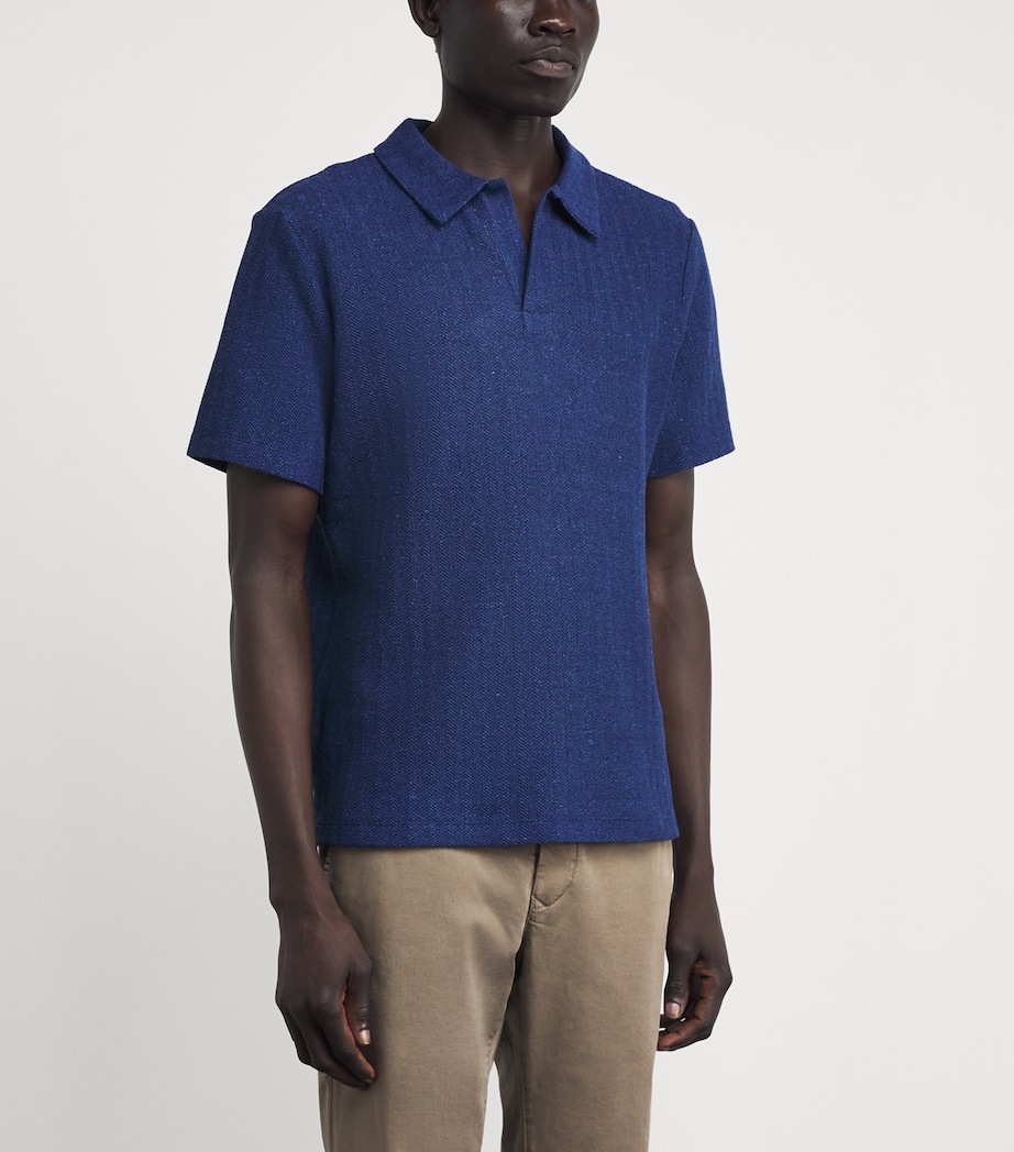 JACOB COHËN Mens Geometric Polo Shirt Navy Image 4