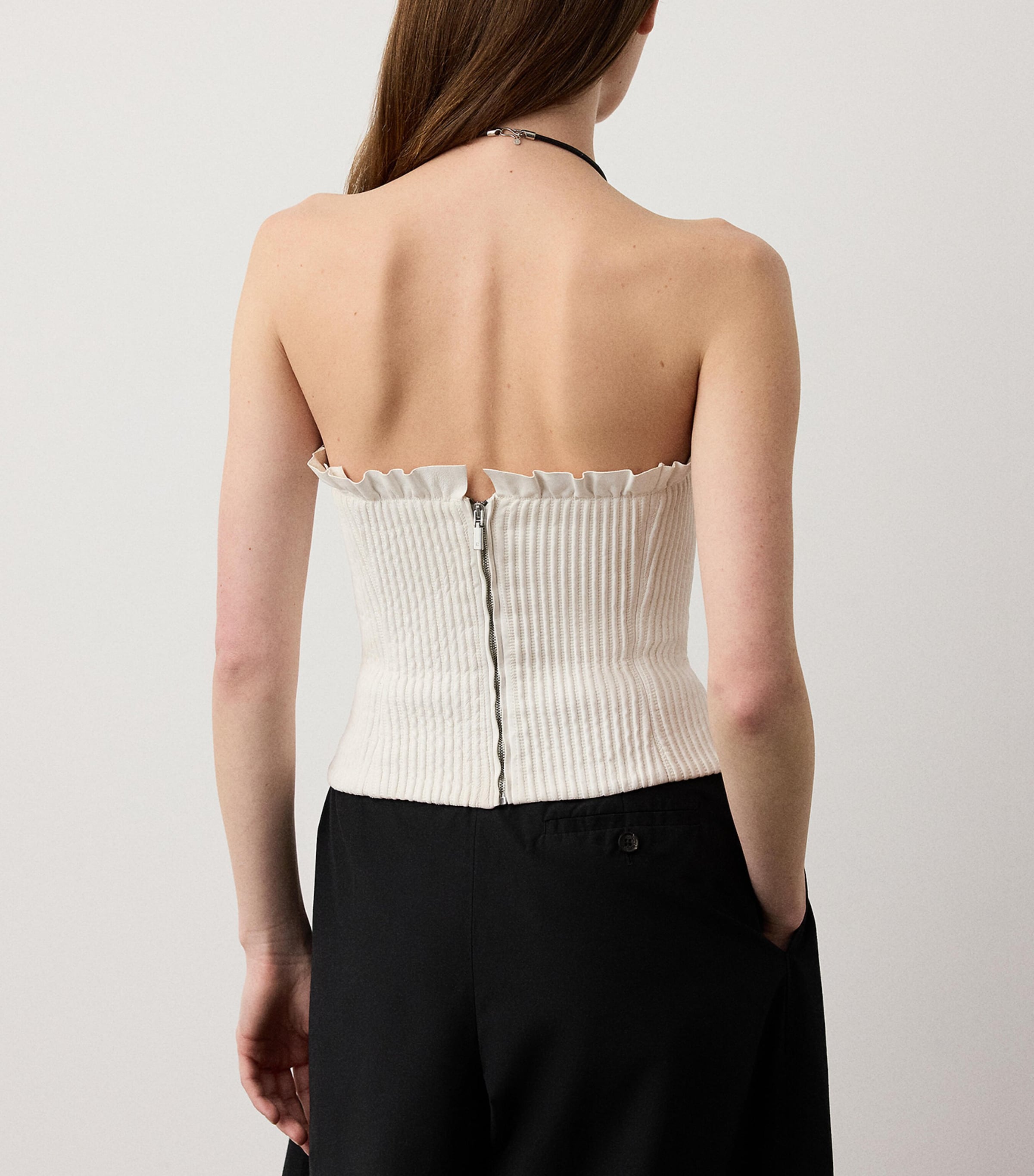 Ralph Lauren Collection Womens Leather Fisher Bustier Top Cream Image 4