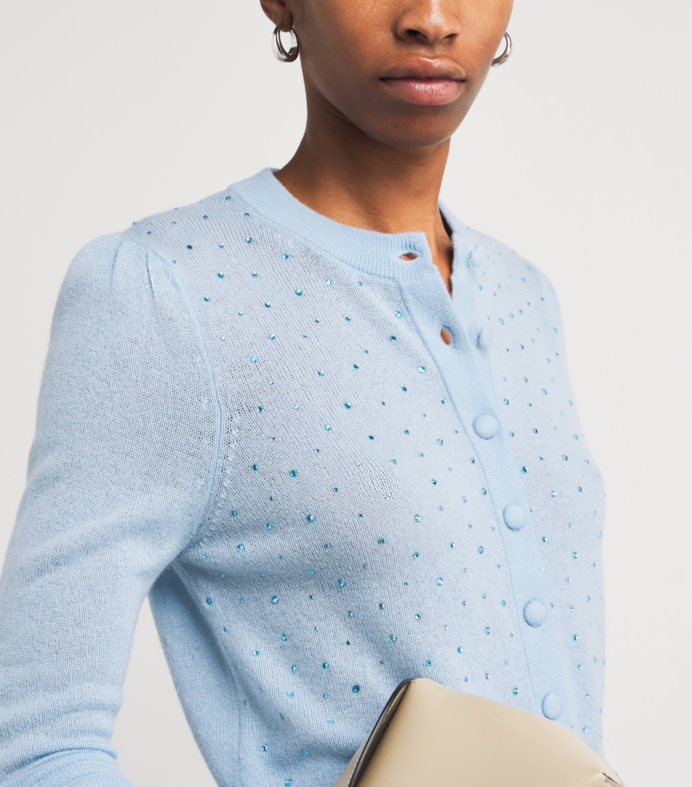 Allude Womens Wool-Cashmere Crystal-Embellished Cardigan Blue Image 6