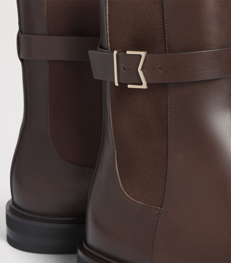 Max Mara Leather Chelsea Boots Dark Brown Image 7