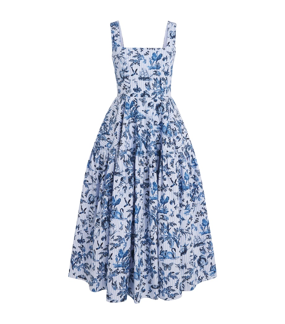 Erdem Womens Cotton Poplin Stripe Midi Dress Ttoo Tl De Jy Nk Blu Image 1