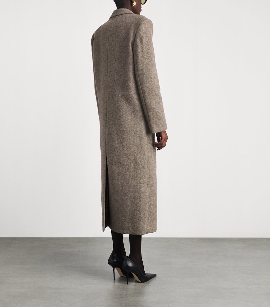Source Unknown Womens Wool Double-Breasted Reyna Long Coat Beige Image 5