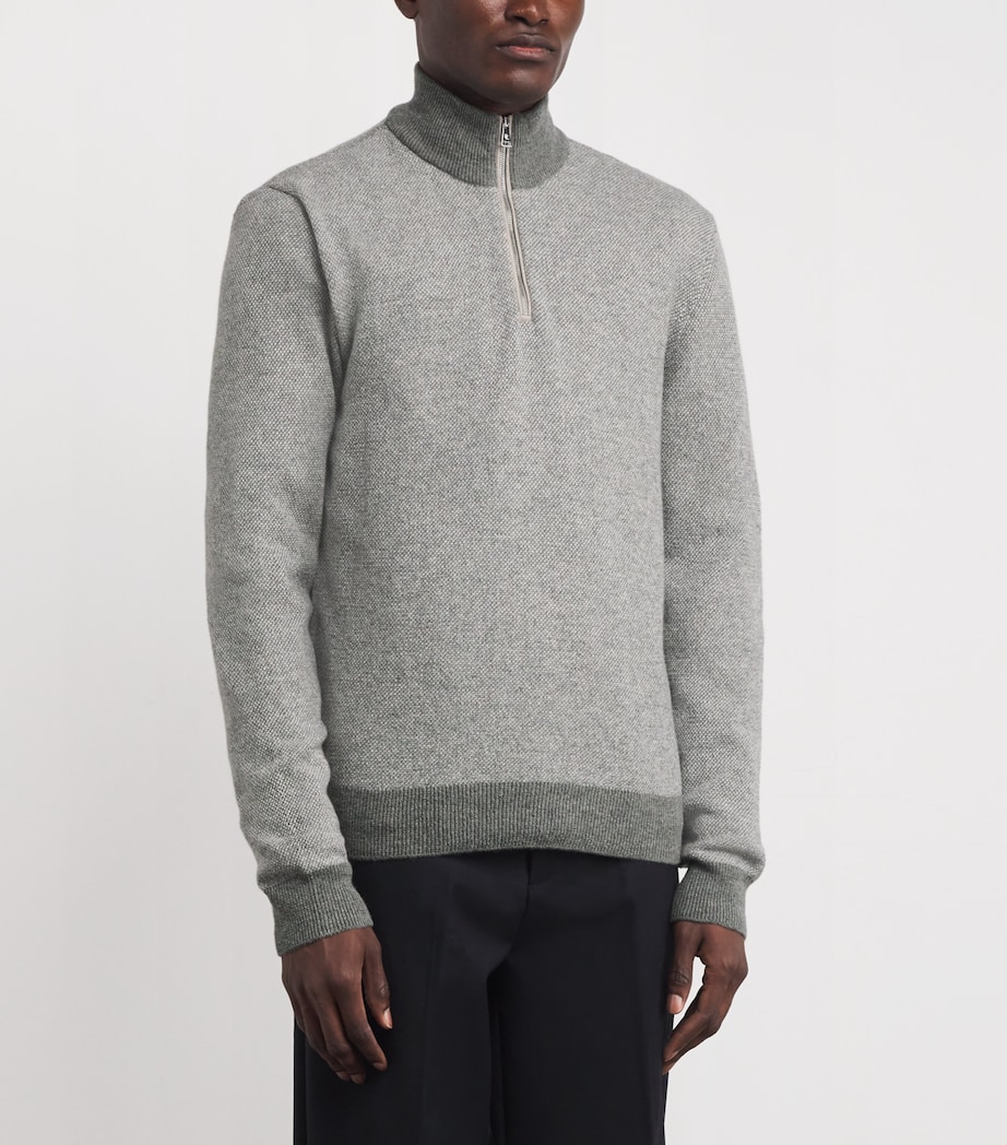 Cashmere Quarter-Zip Sweater  LIGHT GREY HEATHER Image 3