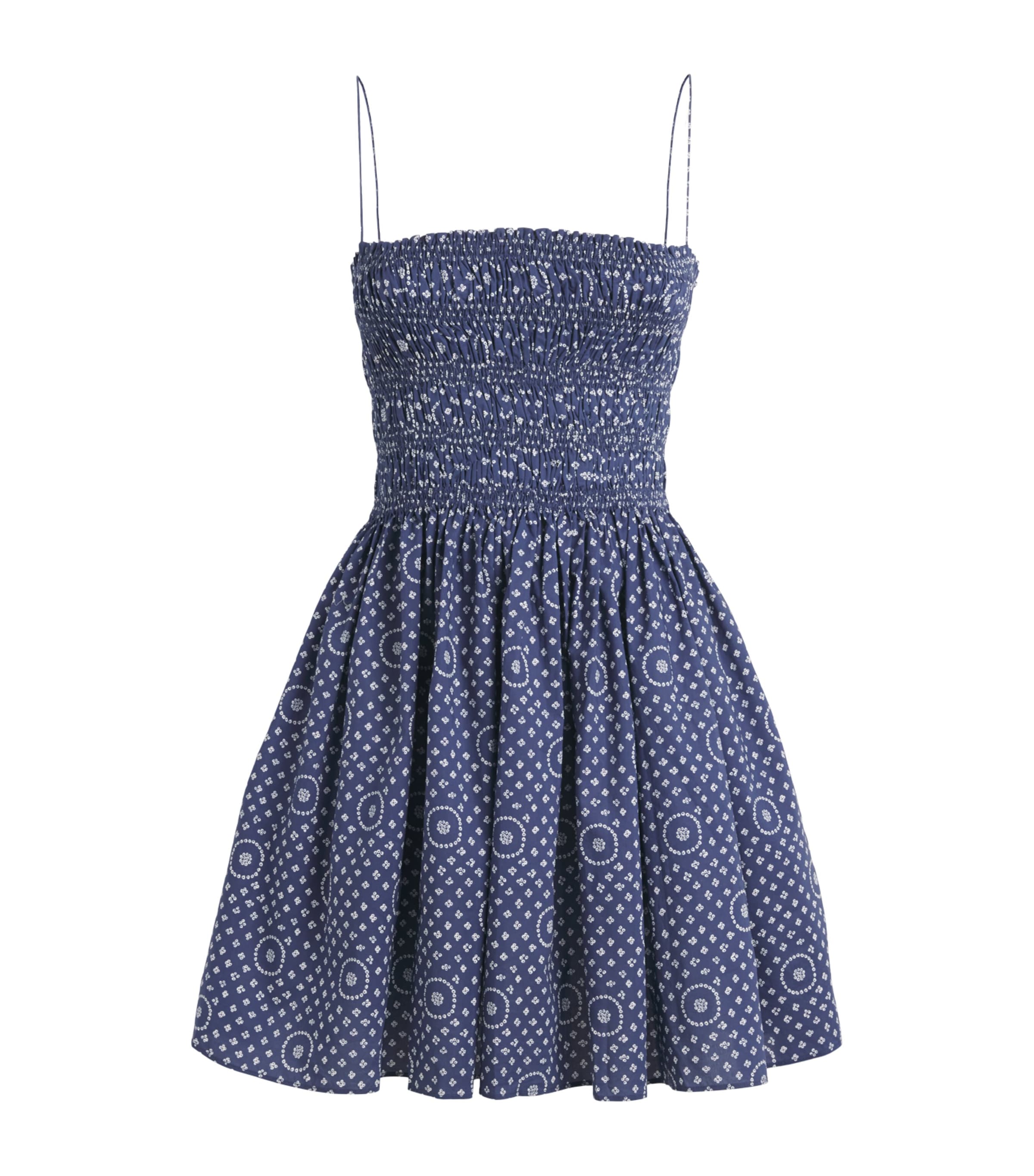 Matteau Womens Cotton Shirred Mini Dress Bluebellblu Image 1