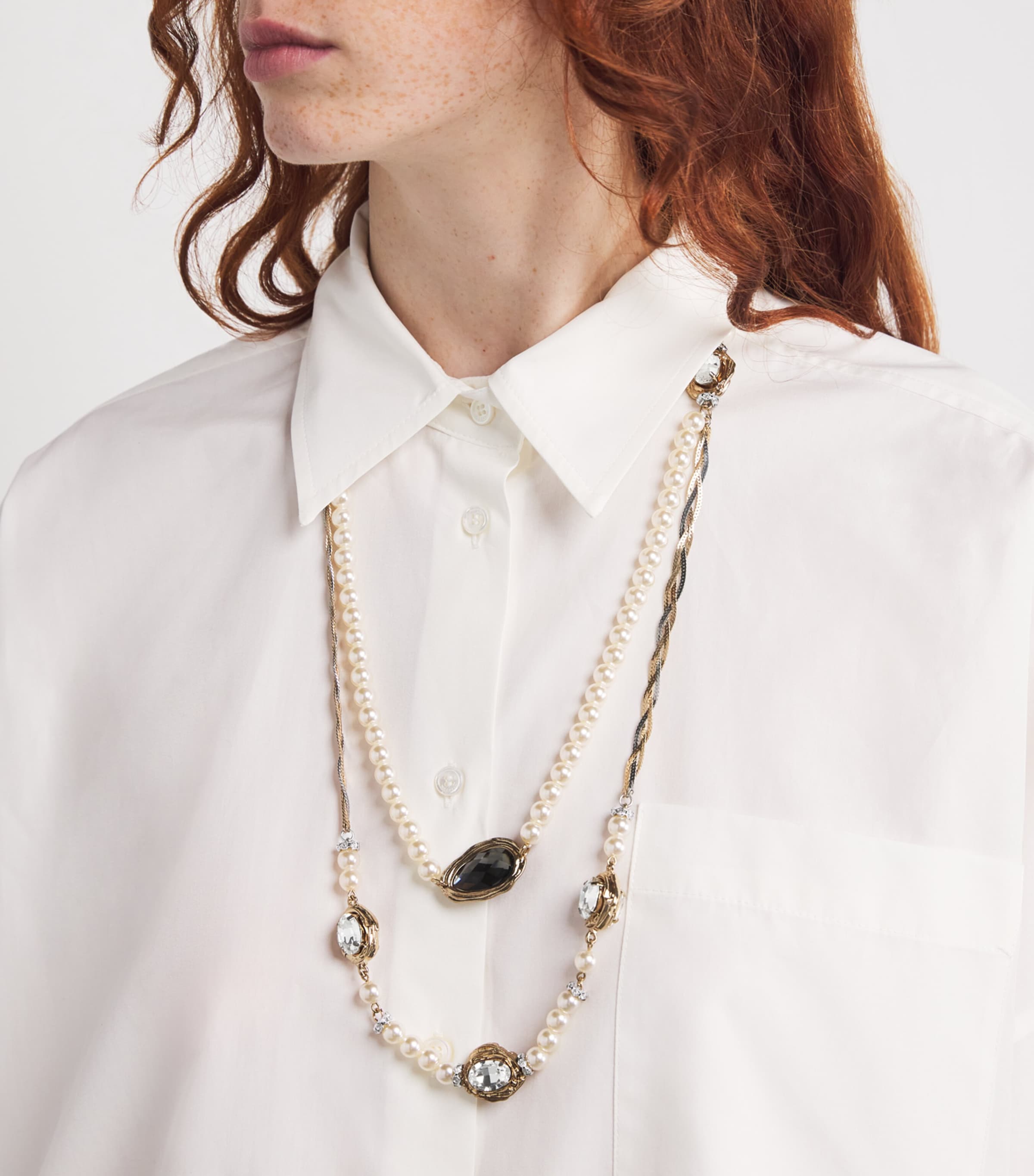 Embellished Layered Necklace OPTICAL WHITE Image 2