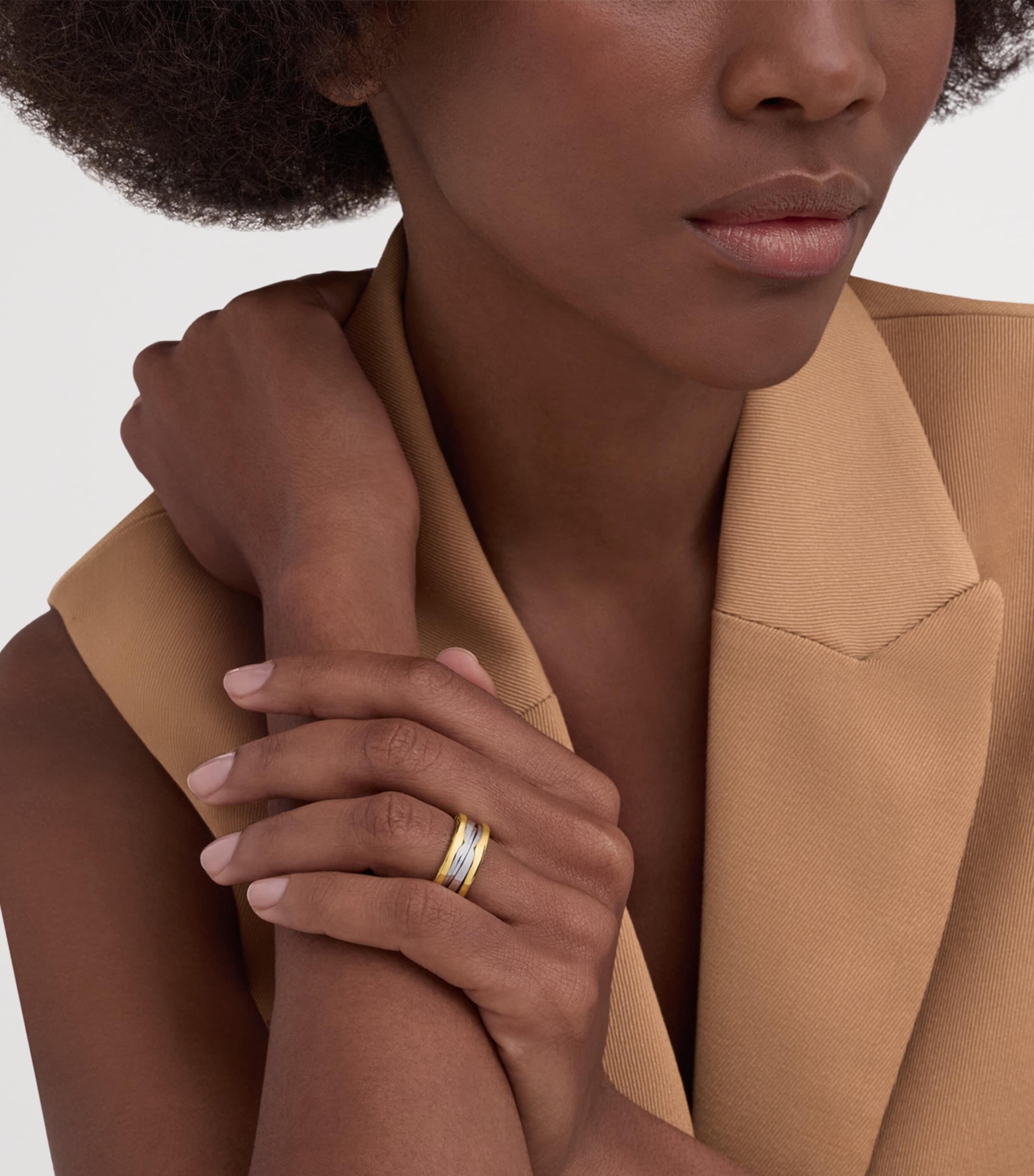 Bvlgari Yellow Gold and Stainless Steel B.zero1 Two-Band Ring Yellow Gold & Steel Image 4
