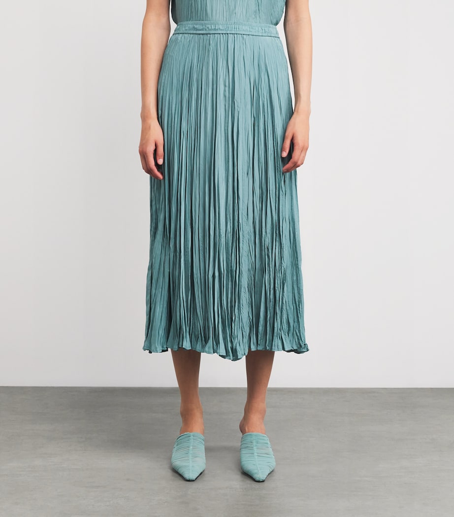 Habotai Silk Pleated Sully Skirt LAGOON Image 3