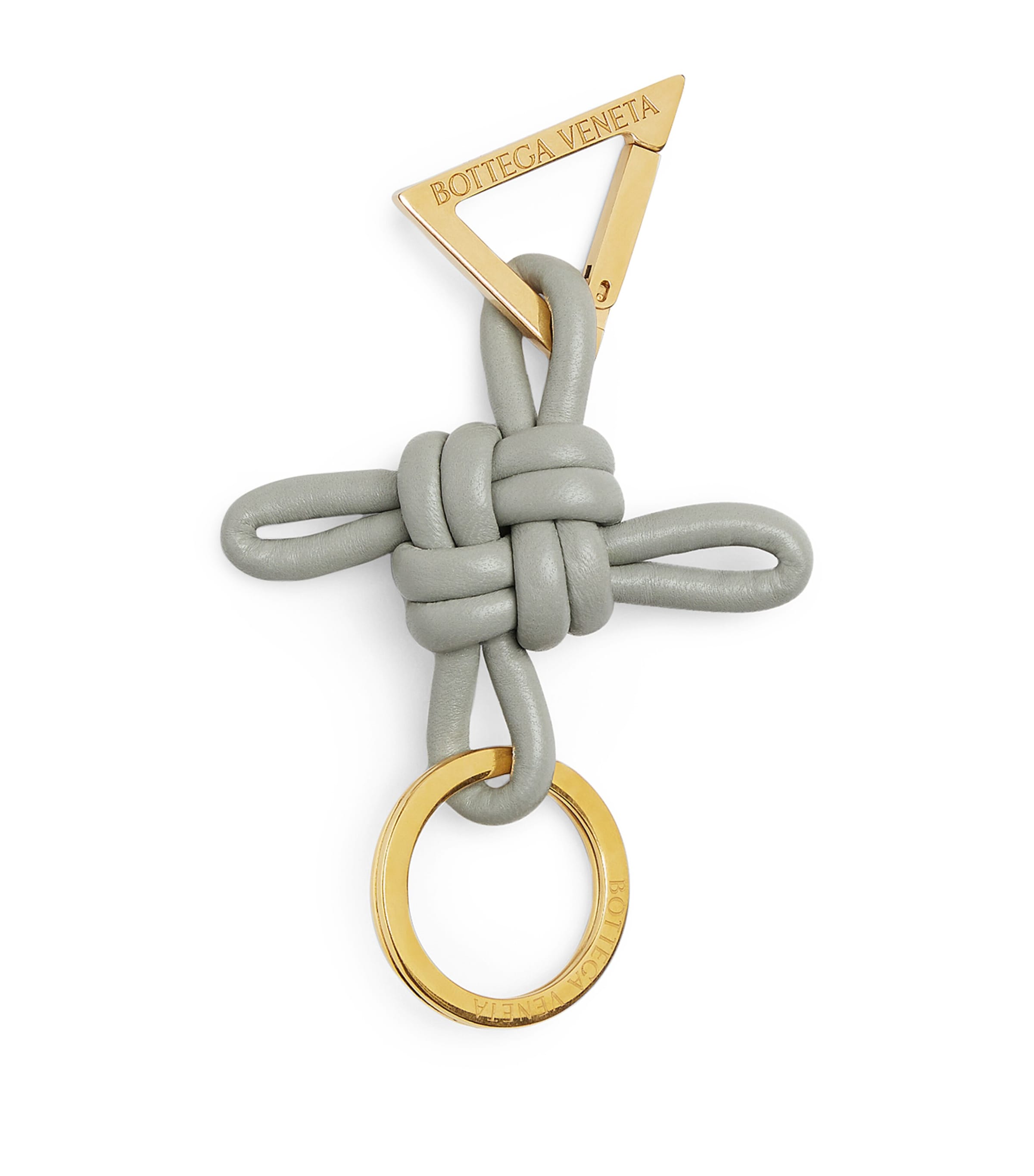 Bottega Veneta Leather Knot Keyring In Grey