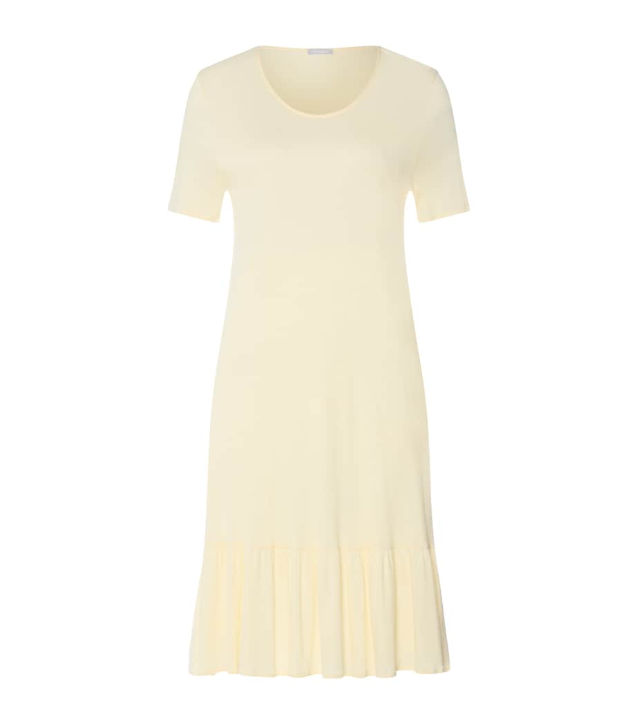 Hanro Womens Ruffle-Trim Isabella Nightdress Lemon Cake Image 1