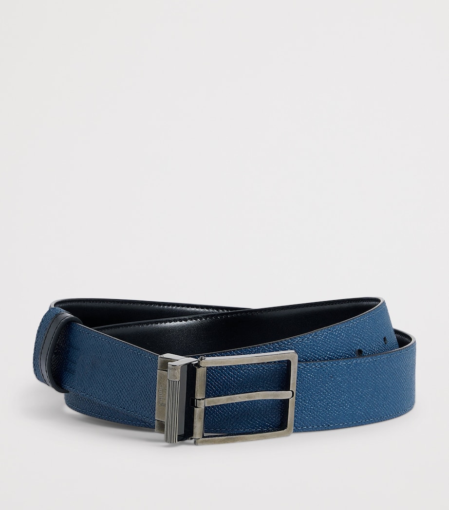 Leather Reversible Rounded Roller Buckle Belt 001BLACK Image 7