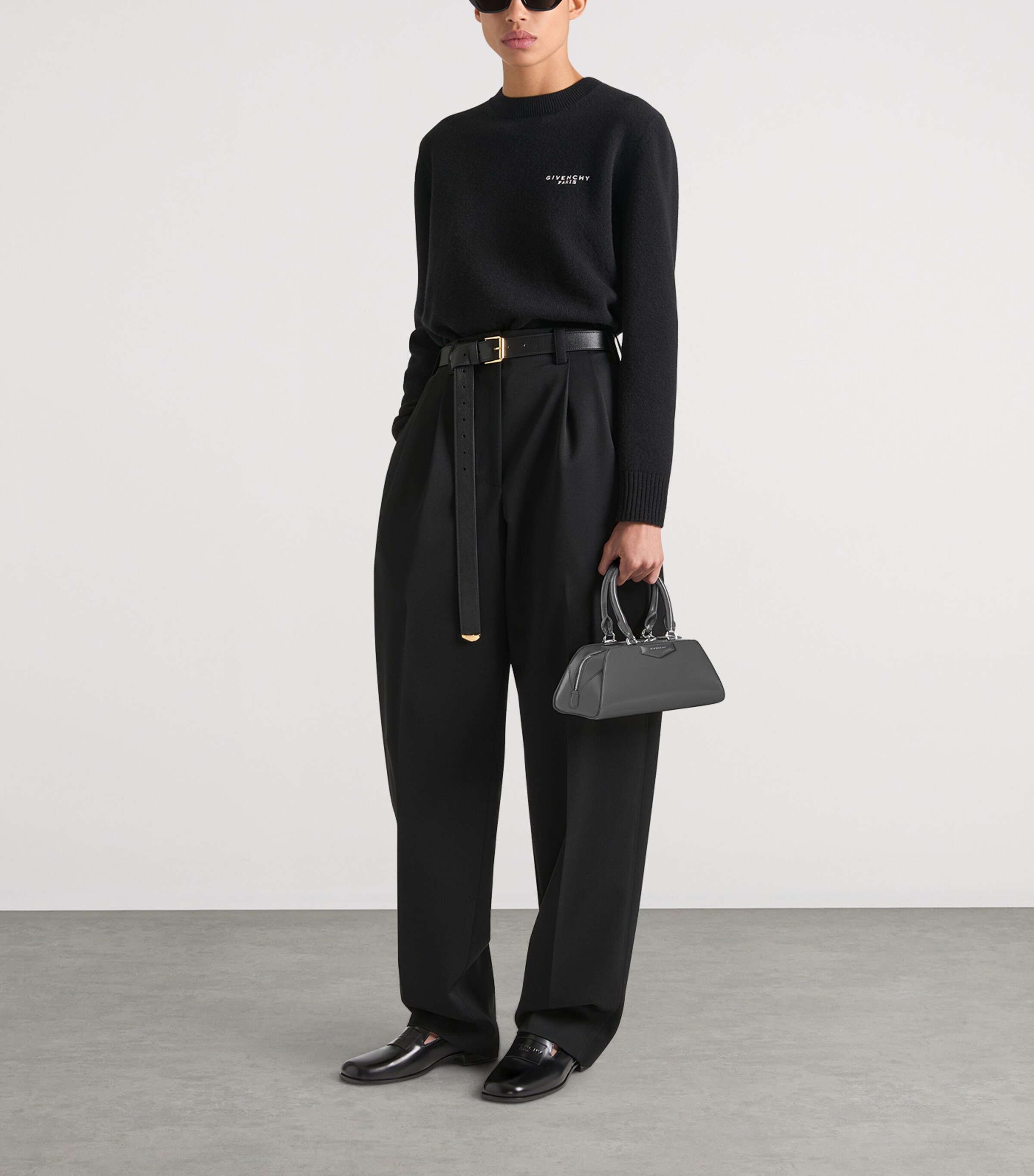 Mini Leather Antigona East-West Top-Handle Bag DARK GREY Image 2