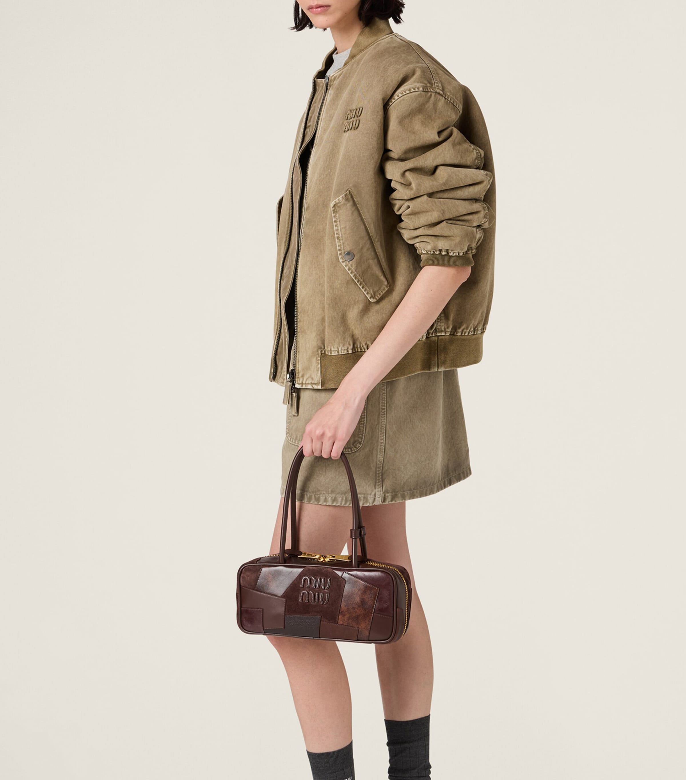 Leather Beau Patchwork Top-Handle Bag F0NBL Image 2