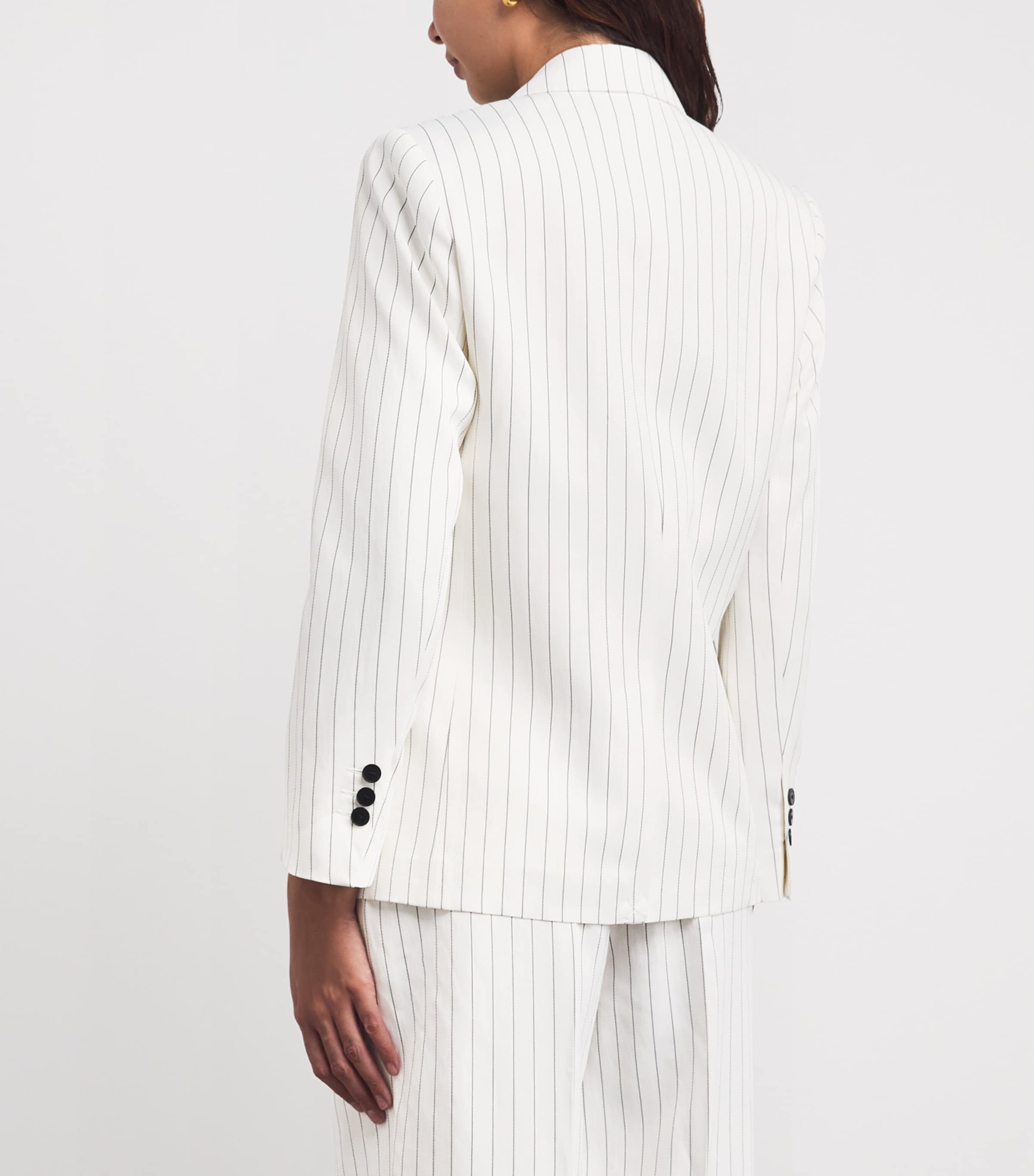 Sandro Paris Womens Stripe Double-Breasted Blazer Ecru / Black Image 5