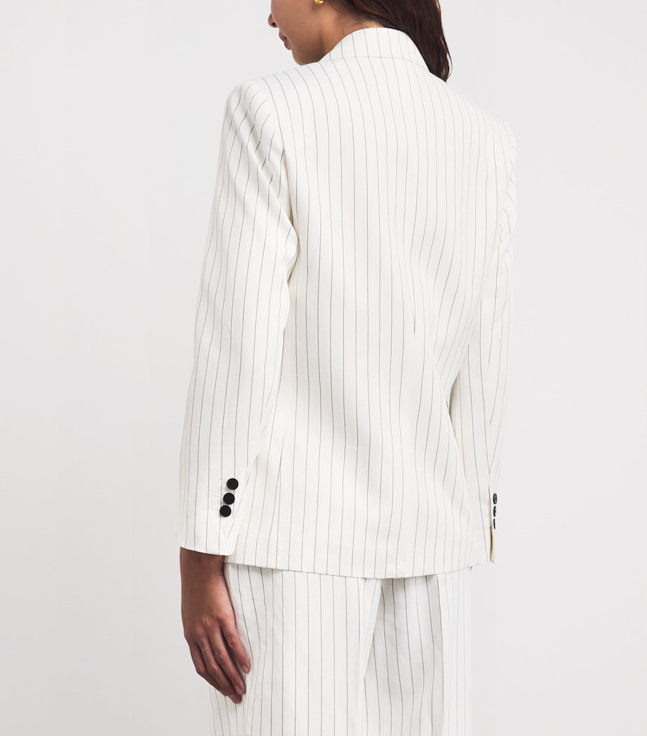 Sandro Paris Womens Stripe Double-Breasted Blazer Ecru / Black Image 5
