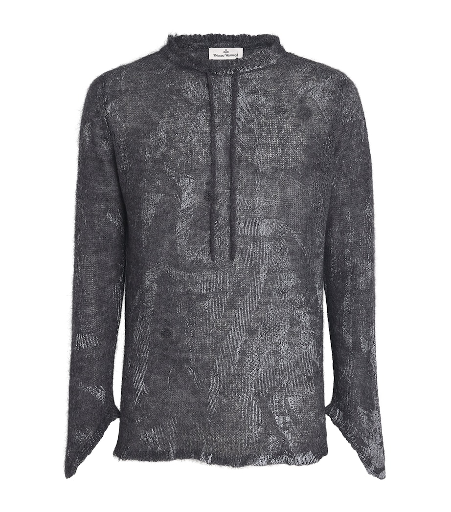 Distressed Knitted Sweatshirt P401-REFLECTIVE GREY Image 1