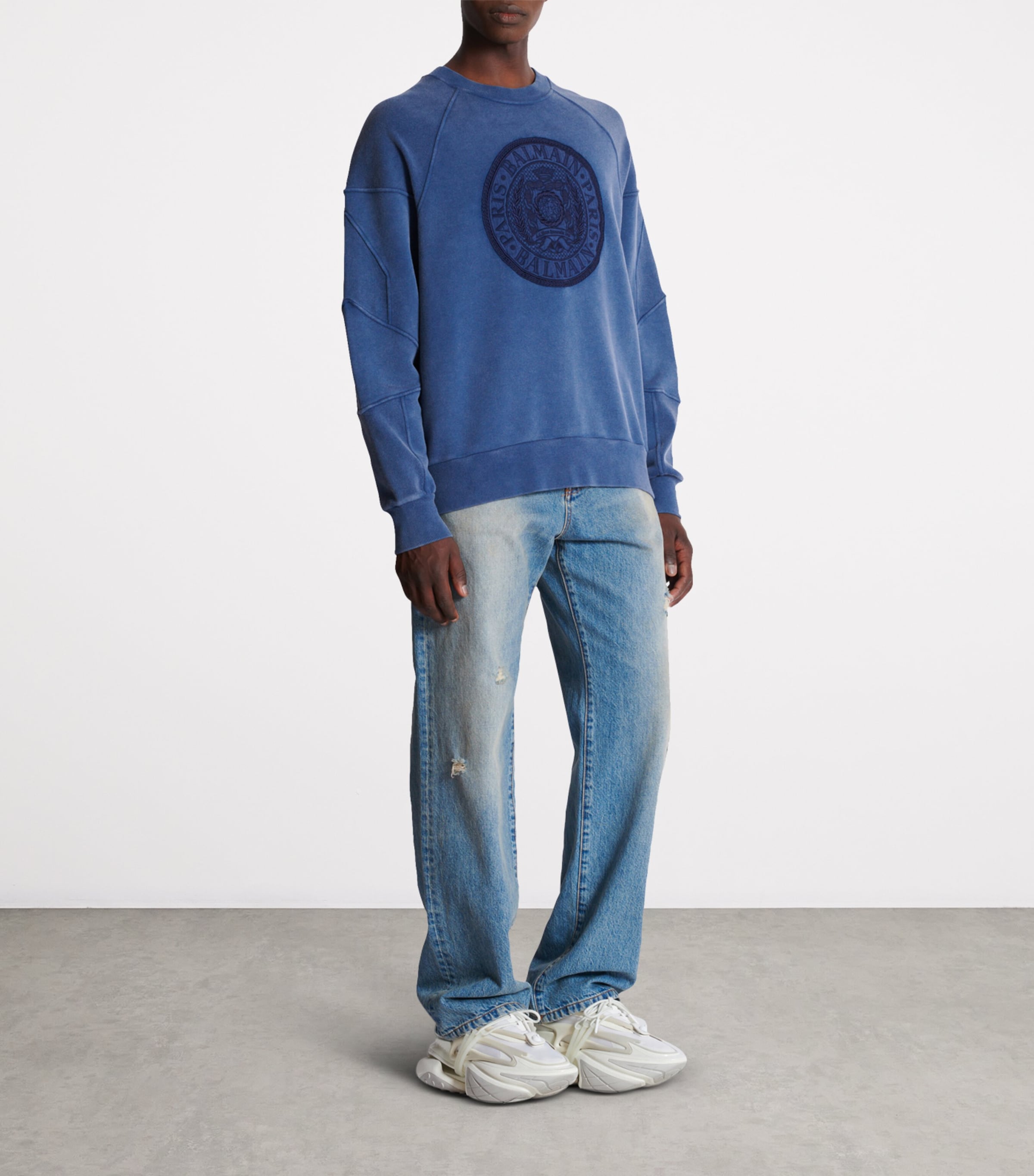 Cotton Embroidered Sweatshirt 6CX BLEU Image 5