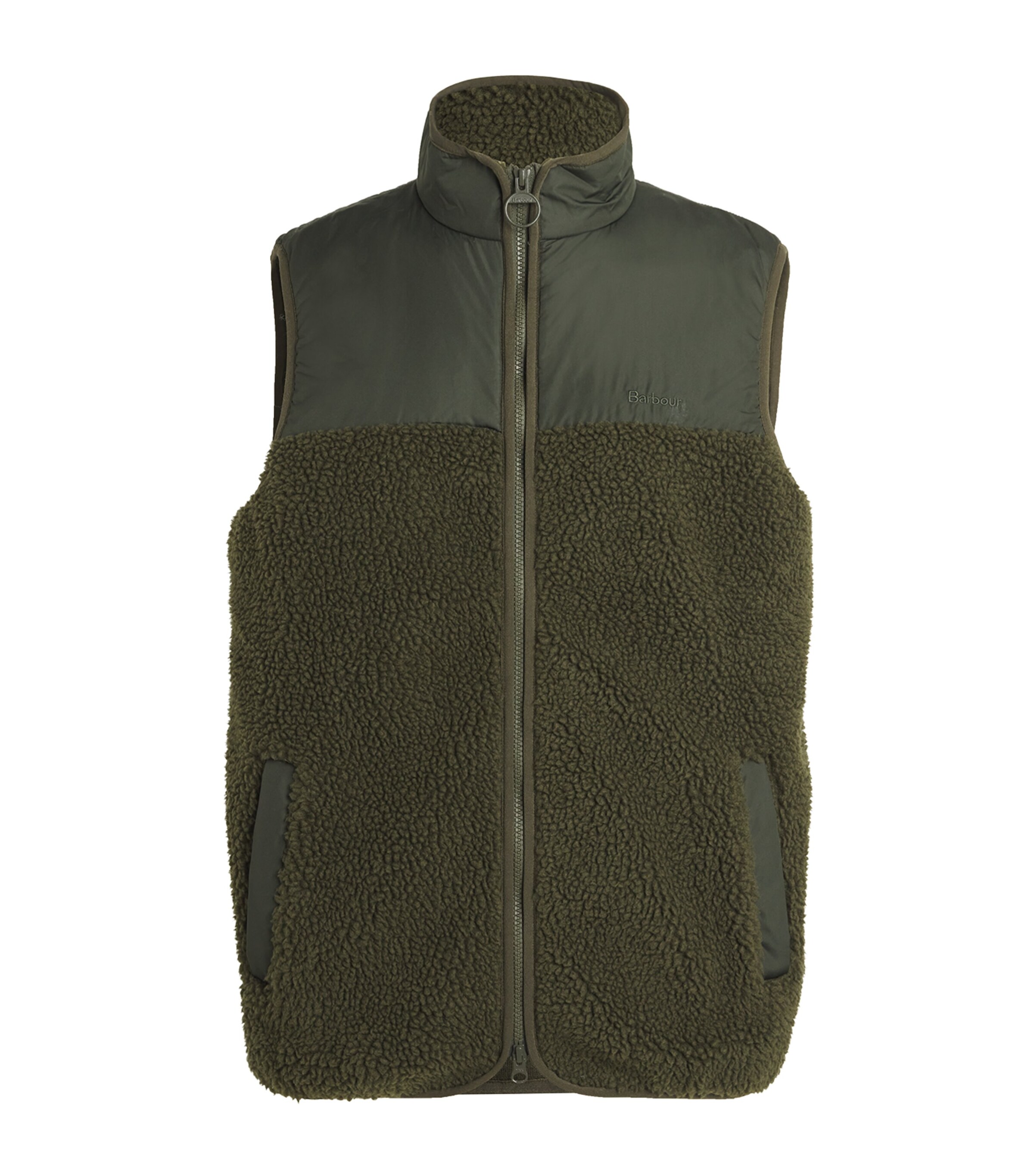 Barbour Mens Newlan Fleece Gilet Olive Image 1
