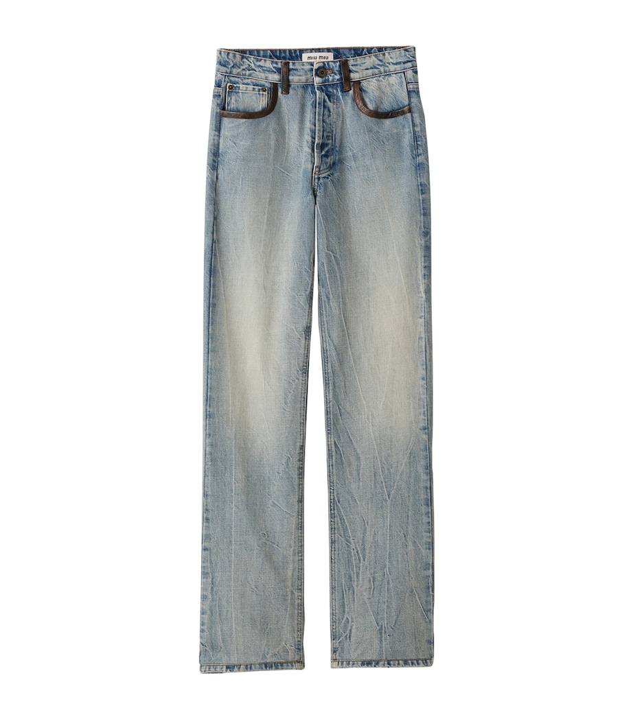 Leather Trim Jeans F0076 Image 1