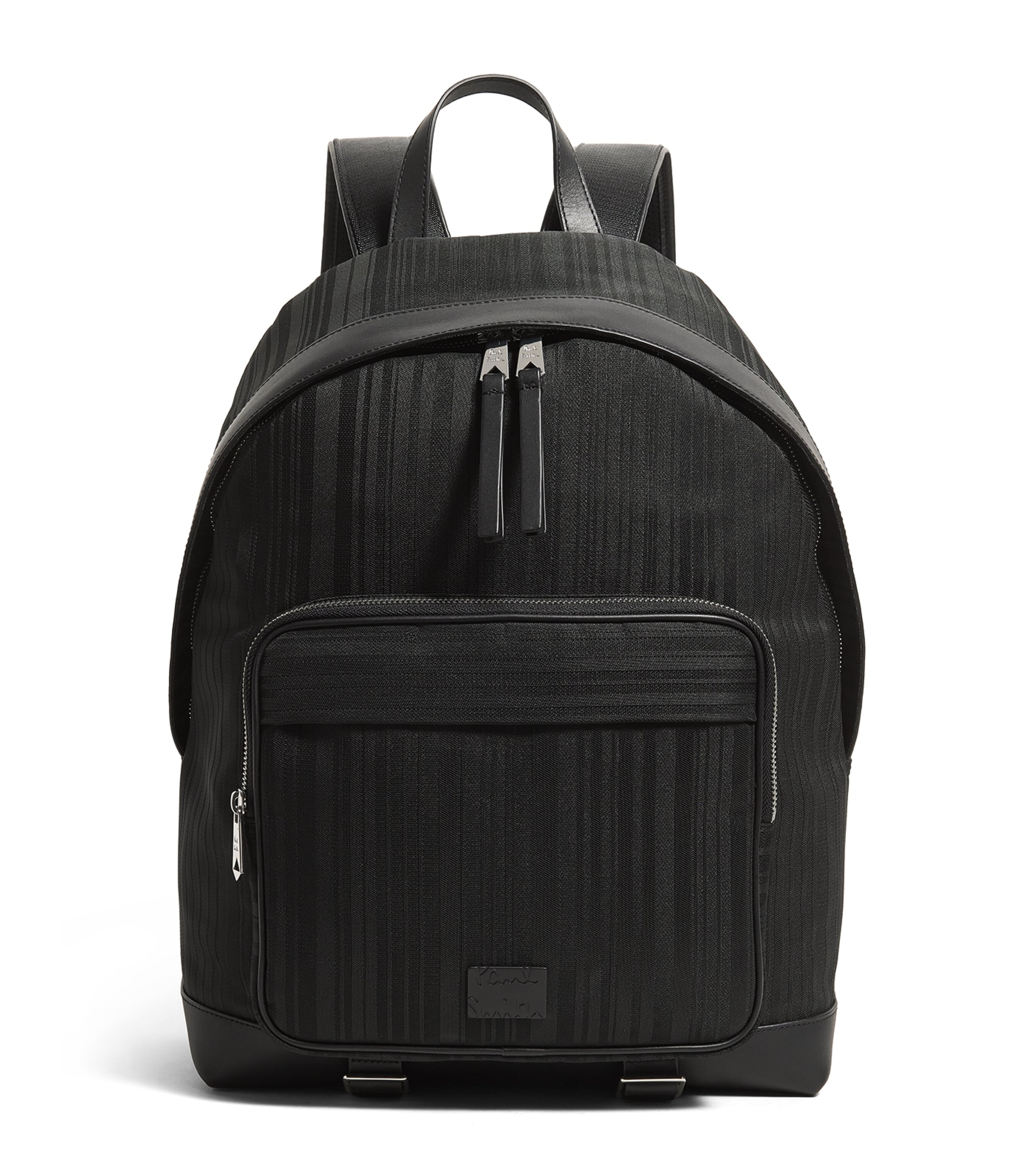 PAUL SMITH LEATHER-TRIM SHADOW STRIPE BACKPACK 