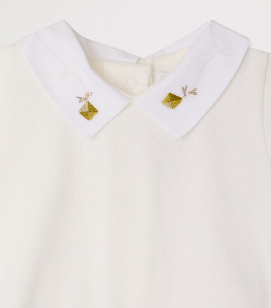 Bonpoint Cotton Embroidered Julliet Bodysuit (1-24 Months) Blanc Lait Image 3