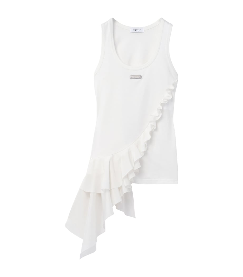 McQueen Womens Cotton Ruffled Tank Top Image 1