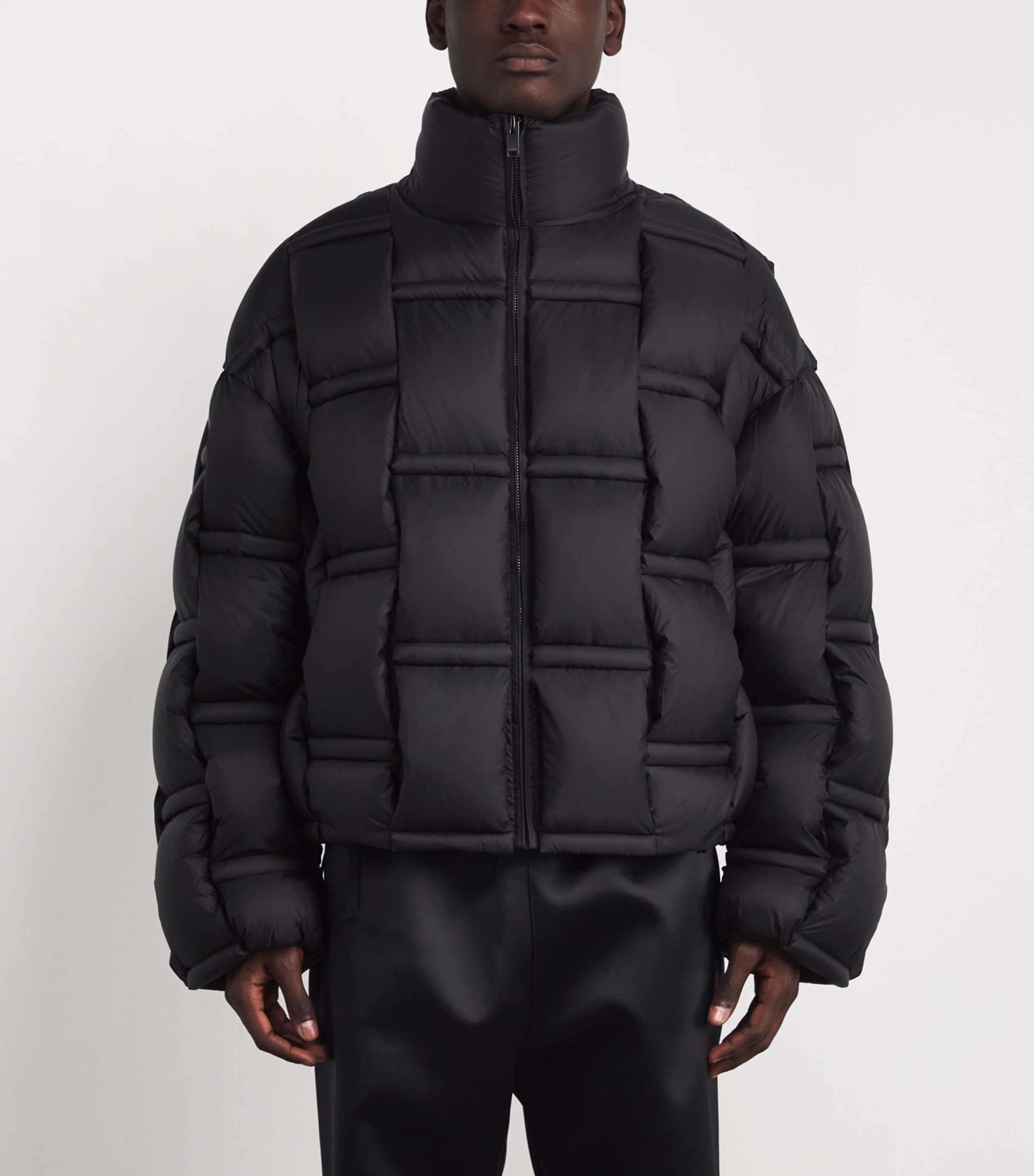 3D Down-Filled Angular Puffer Jacket 02 BLACK Image 3
