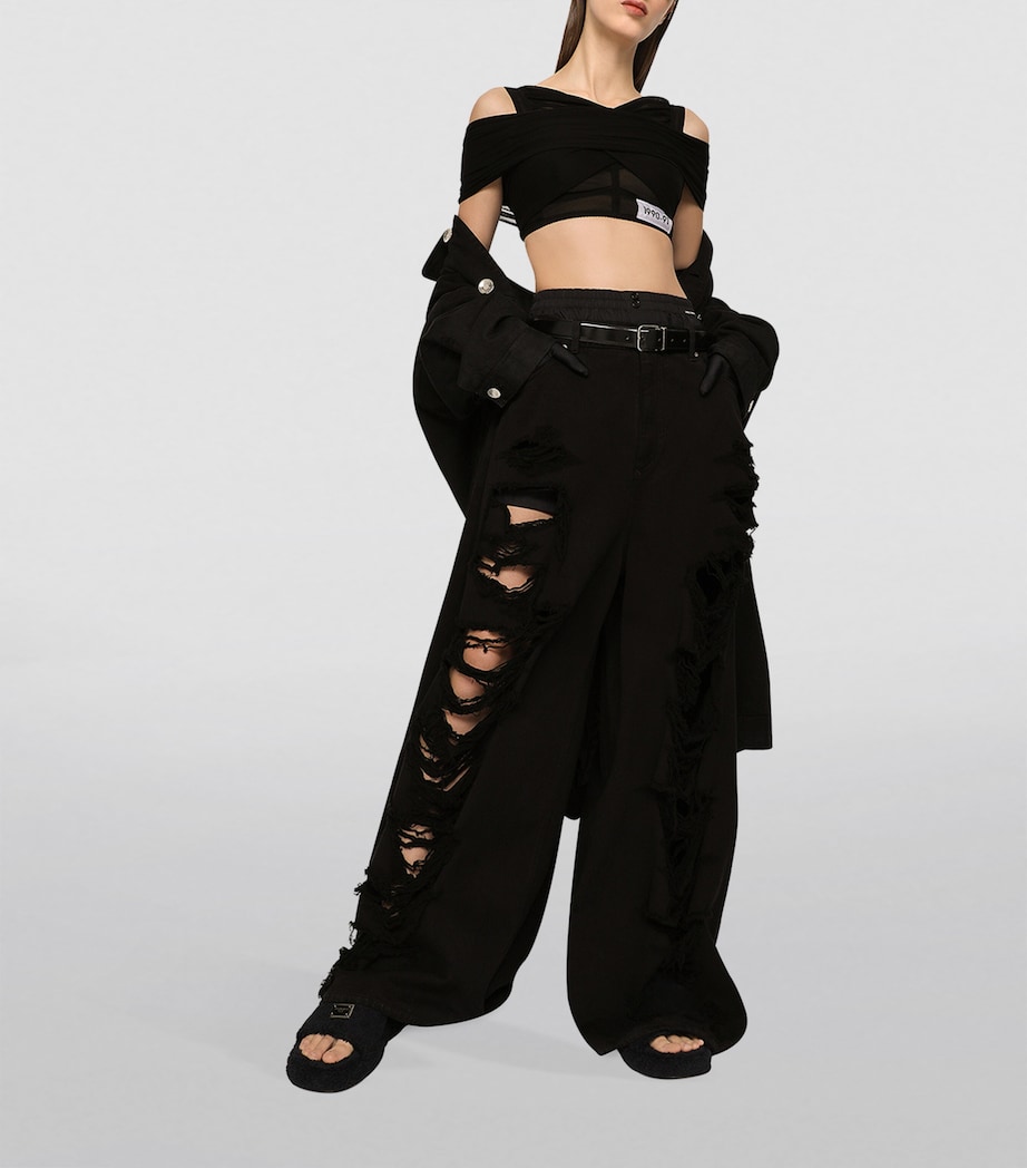 KIM DOLCE&GABBANA Distressed High-Rise Oversized Jeans S9001-COMBINED COLOU Image 5