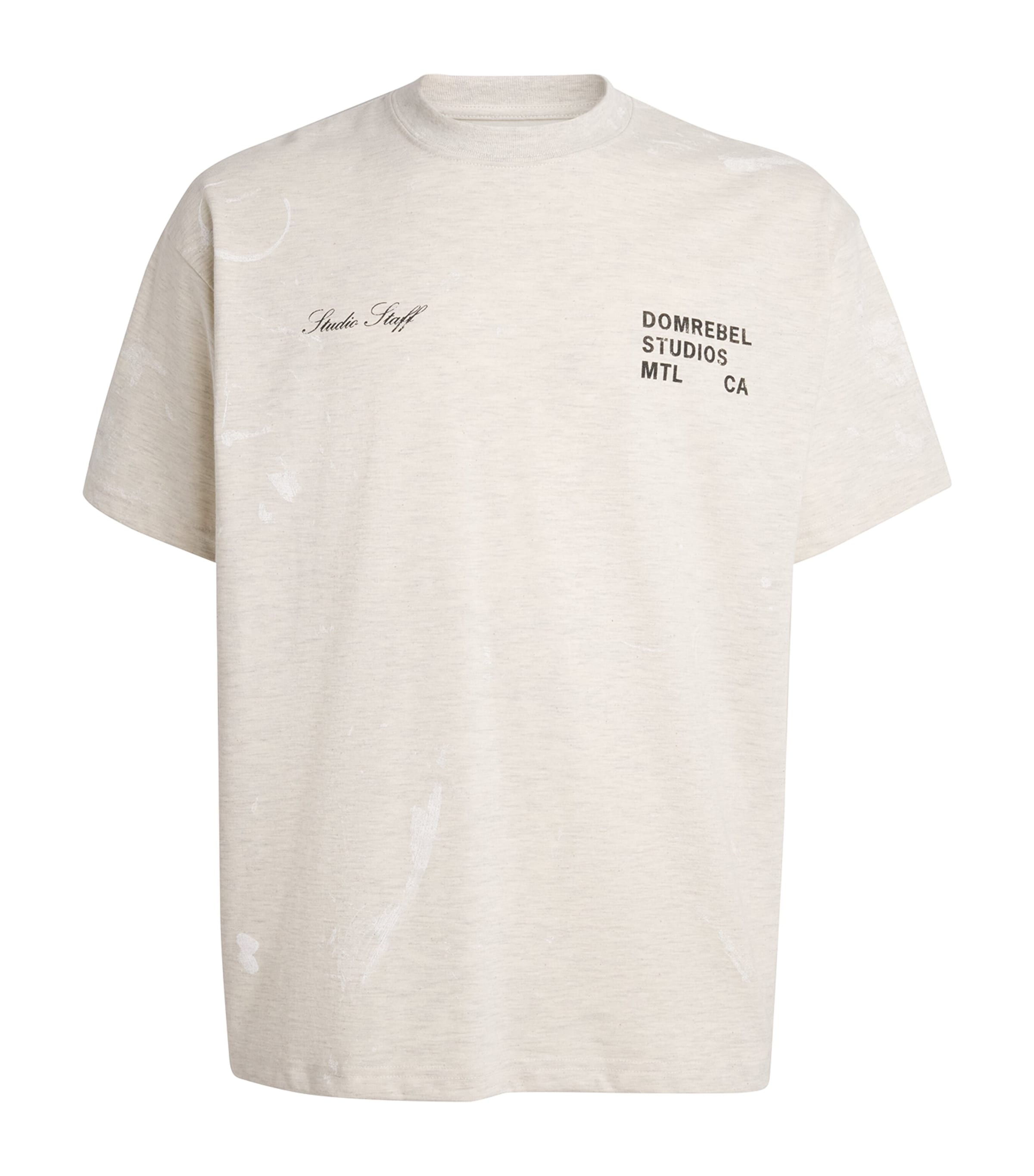 DOMREBEL Mens Cotton Staff T-Shirt Greige Image 1