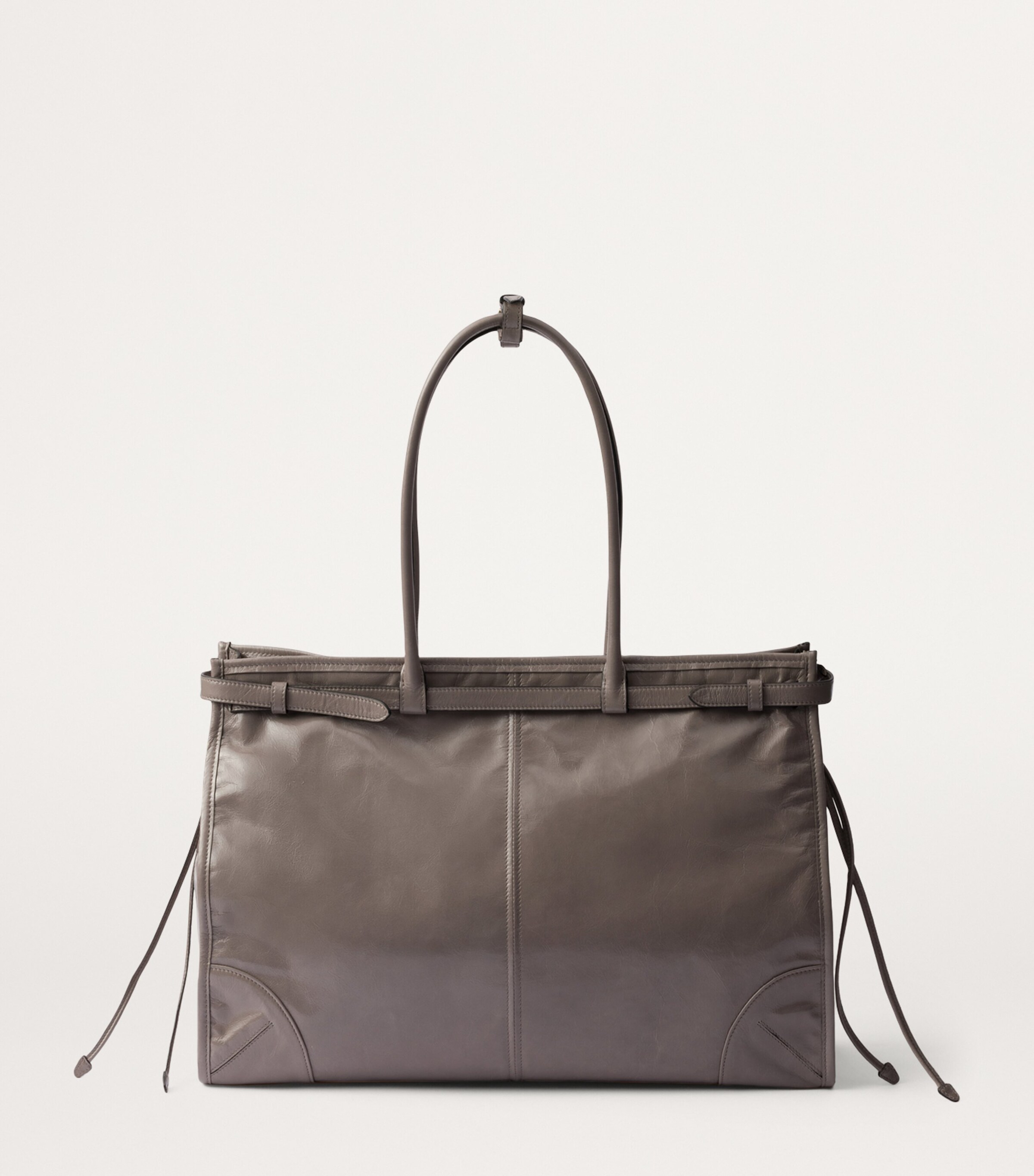 Large Leather Belted Tote Bag F03SF Image 6