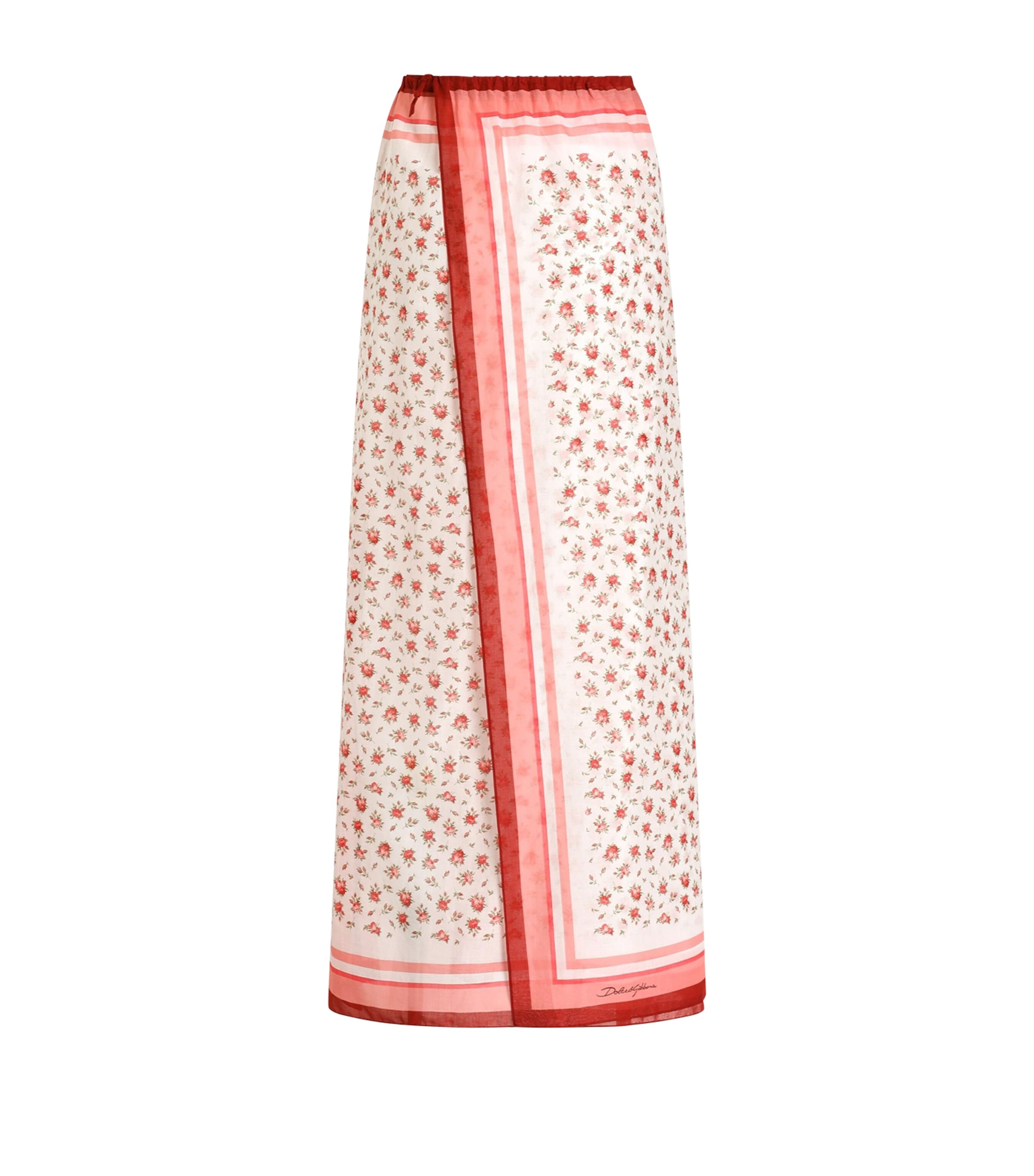 Dolce&Gabbana Womens Cotton Floral Pareo Maxi Skirt Rose Image 2