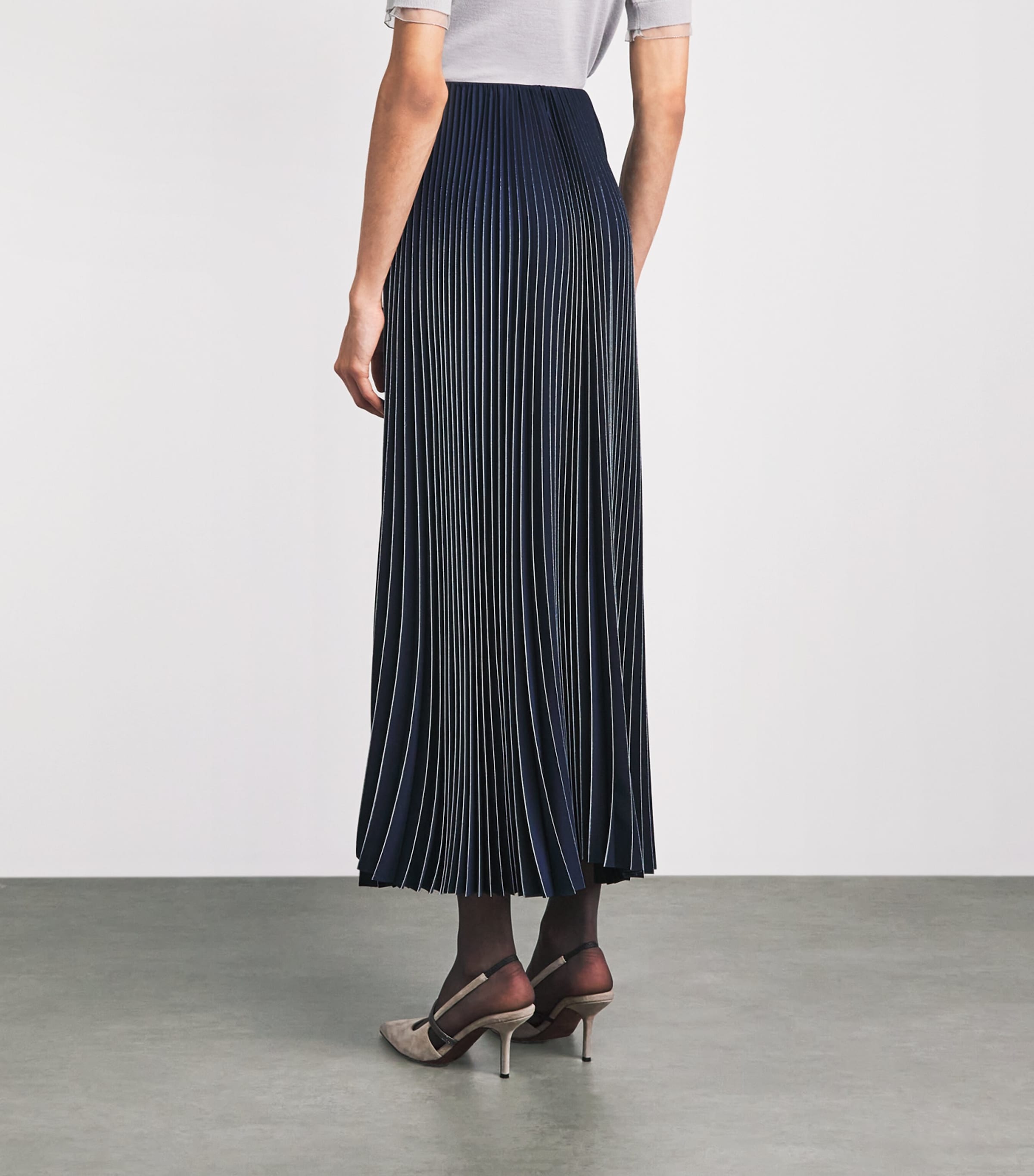 Fabiana Filippi Womens Crêpe de Chine Pleated Maxi Skirt Blu Notte Image 5