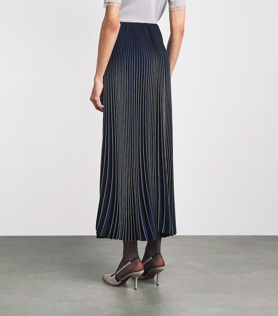 Fabiana Filippi Womens Crêpe de Chine Pleated Maxi Skirt Blu Notte Image 5