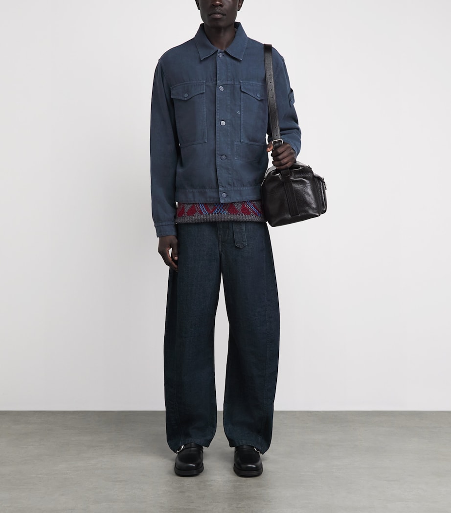 Stone Island Mens Linen-Blend Ghost Coach Jacket Image 2