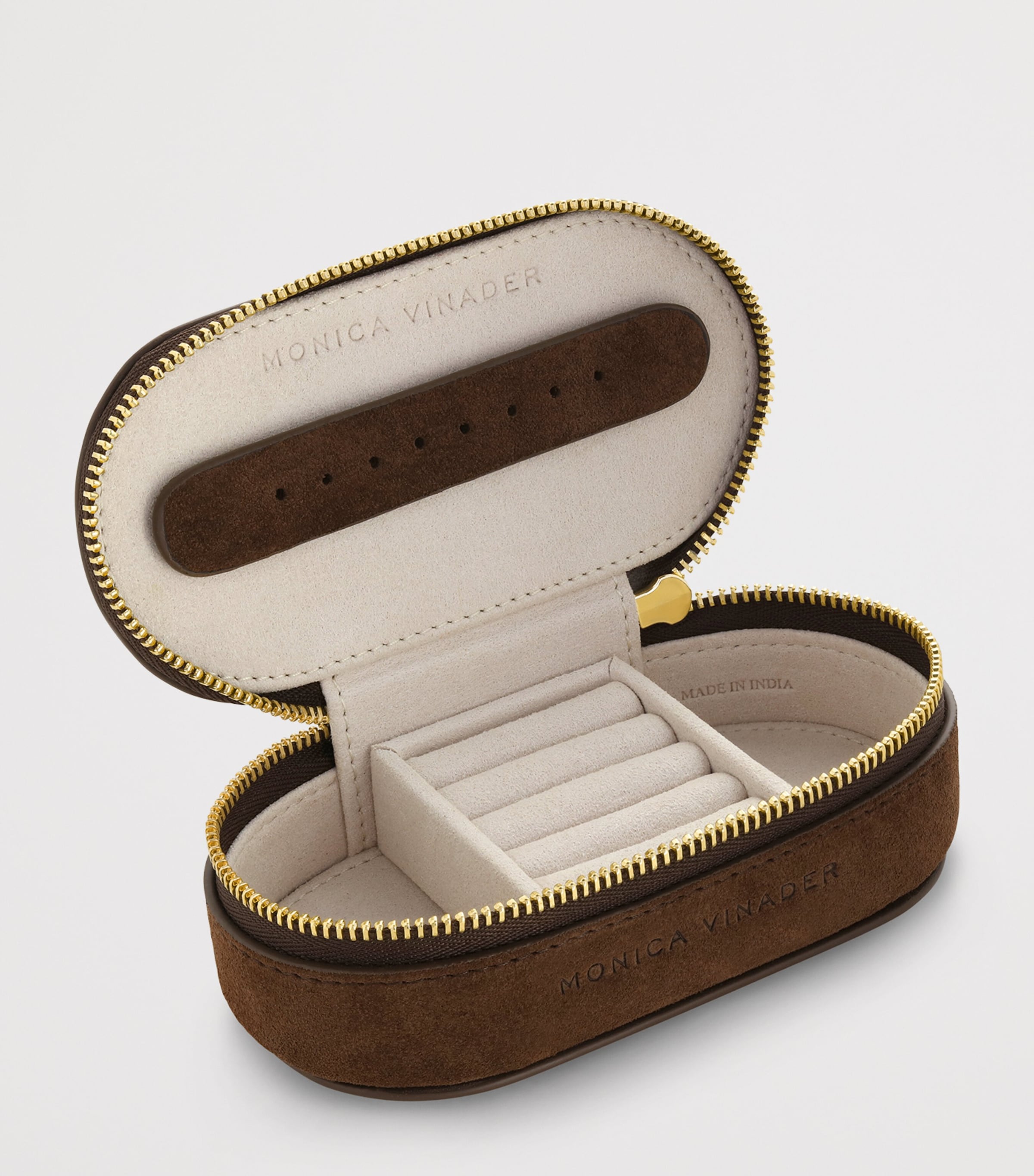 Monica Vinader Mini Suede Oval Jewellery Case Leather Image 6