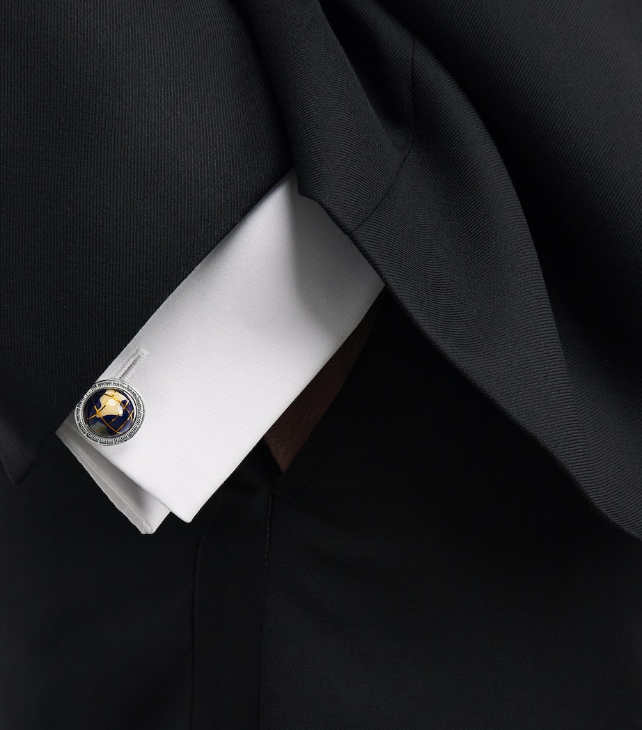 Sterling Silver and Lapis Lazuli Globe Cufflinks BLUE Image 5