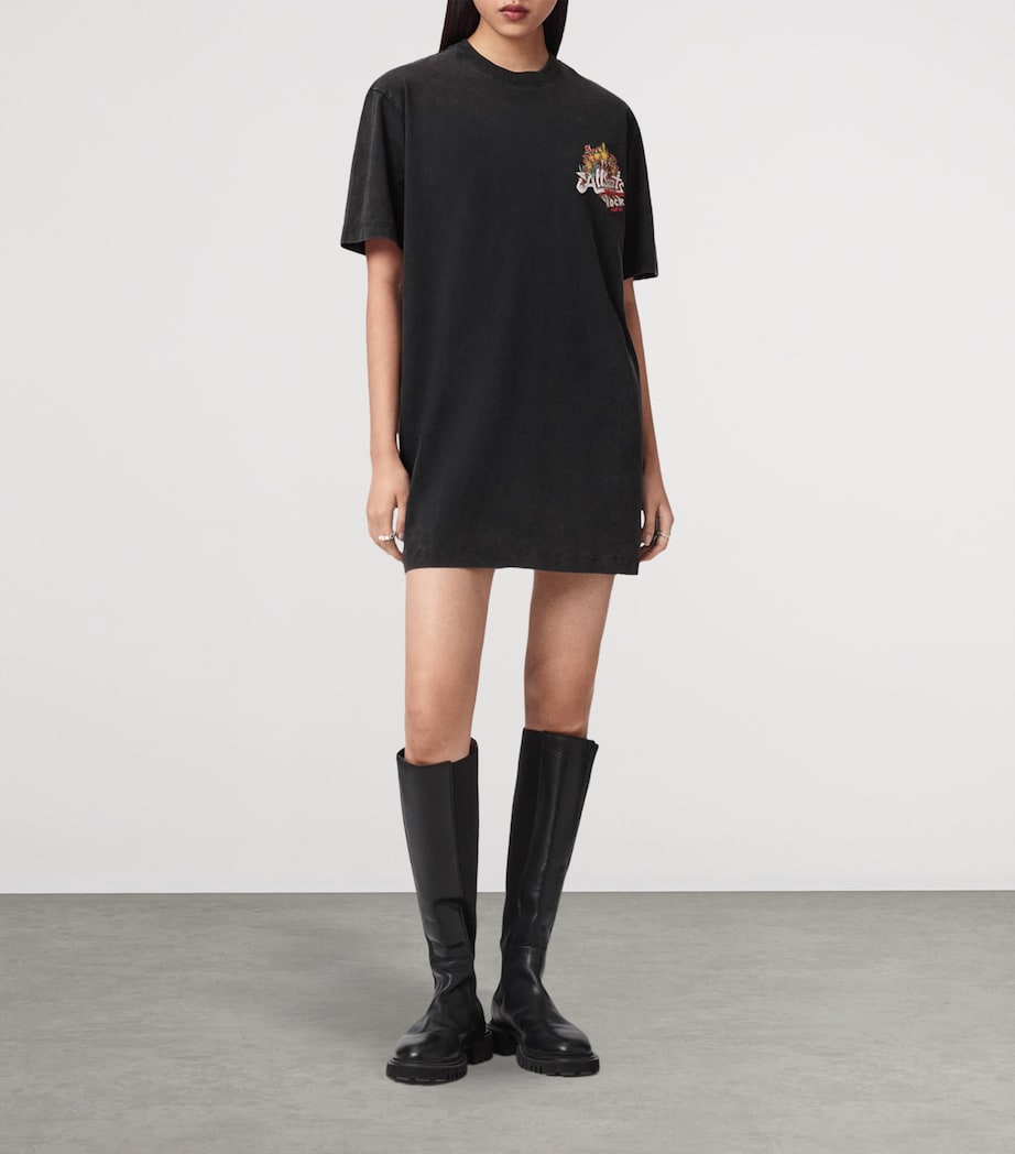 AllSaints Womens Organic Cotton Roque Mini Dress Washed Black Image 2
