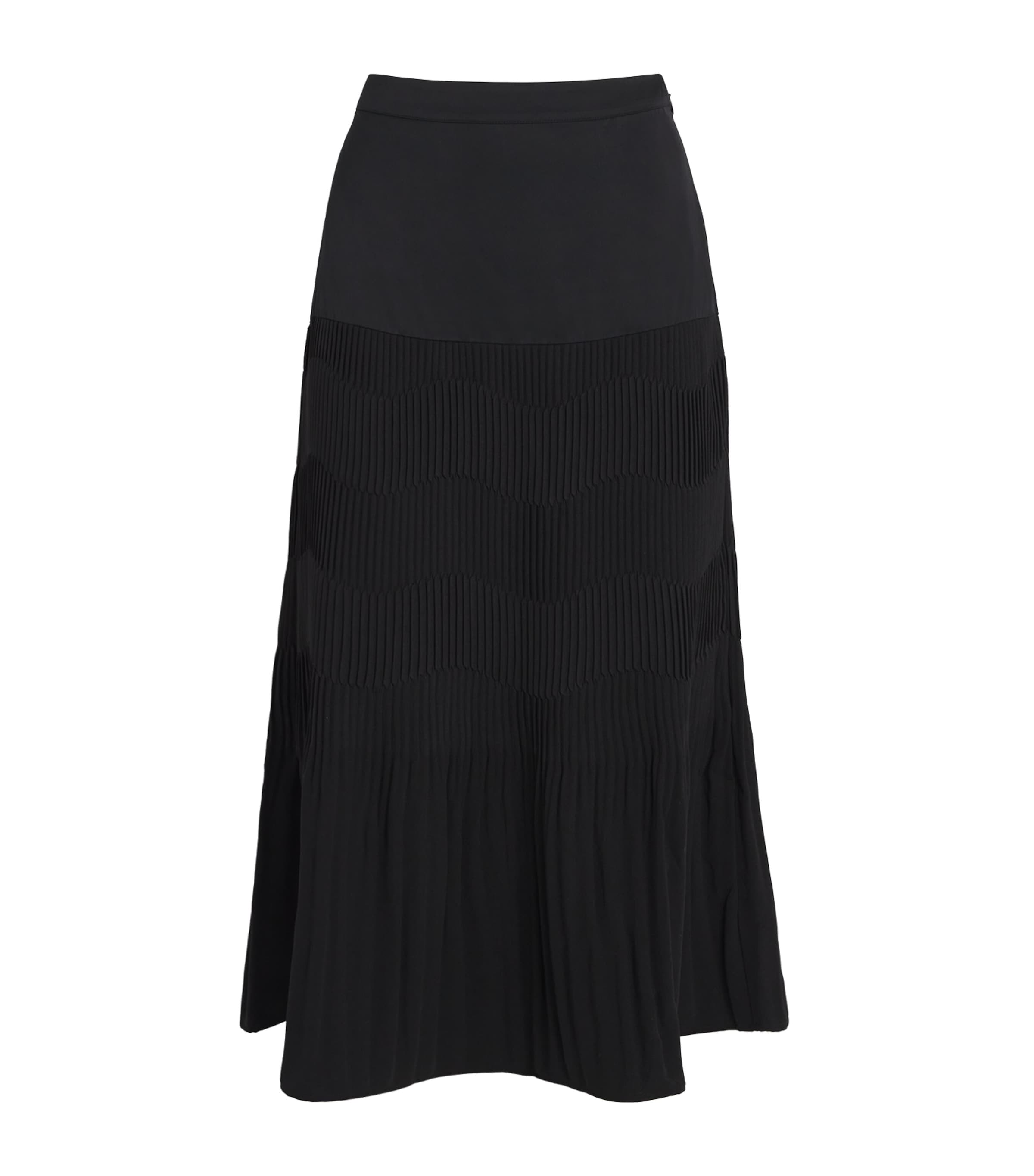 Claudie Pierlot Womens Black Two-tone Pleated Woven Midi Skirt In Black