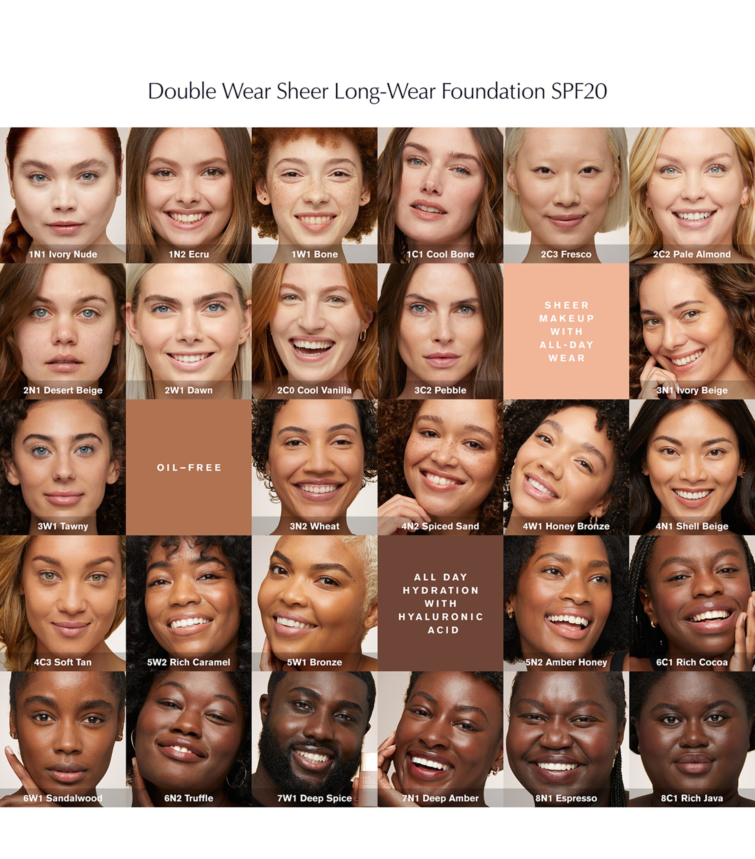 Estée Lauder Double Wear Sheer Long-Wear Foundation SPF20 (30ml) Shell Beige Image 7