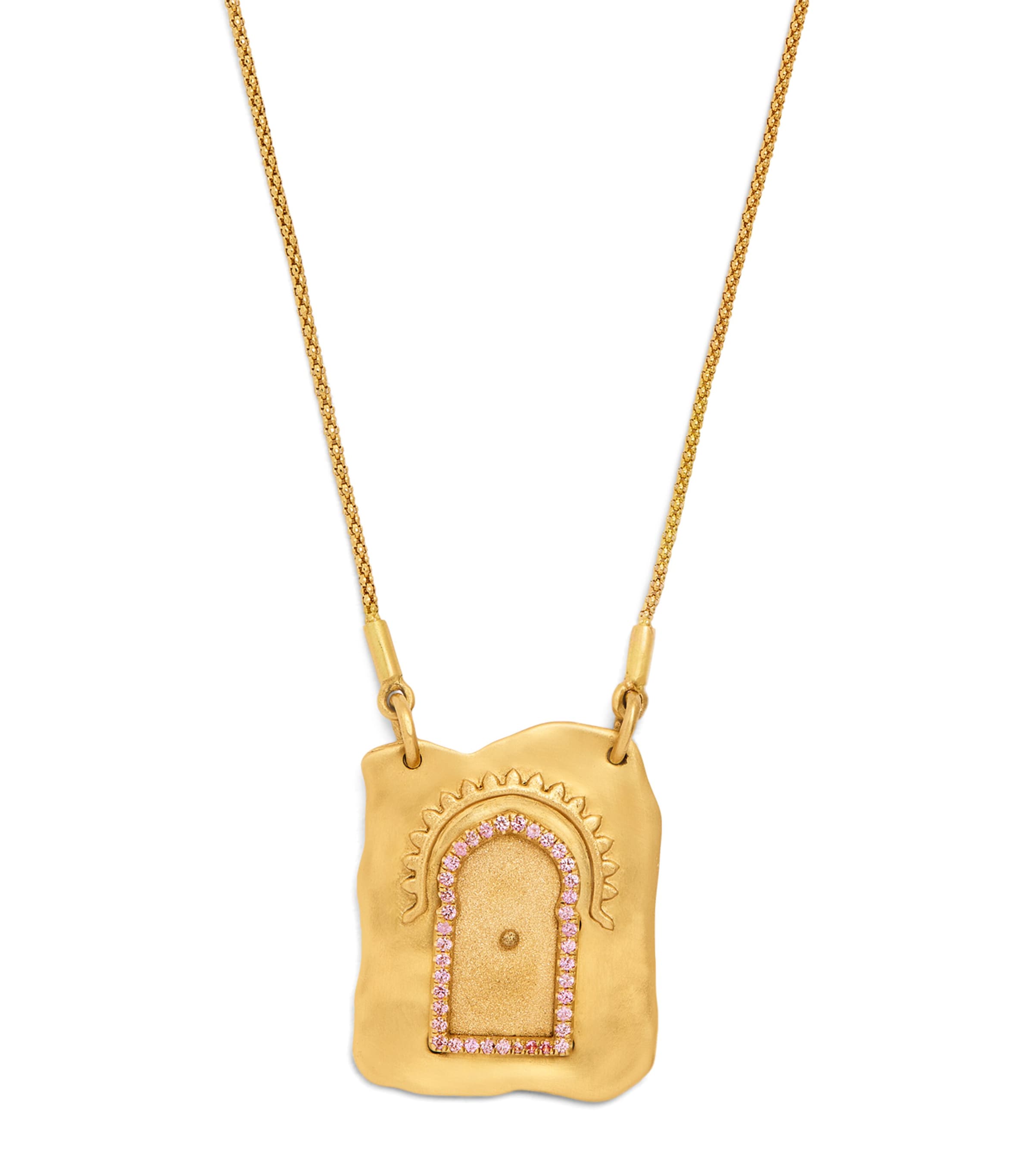 Nada Ghazal Yellow Gold and Pink Sapphire Doors of Self Love Necklace | Fine Jewellery | Fine Necklaces | Pendants