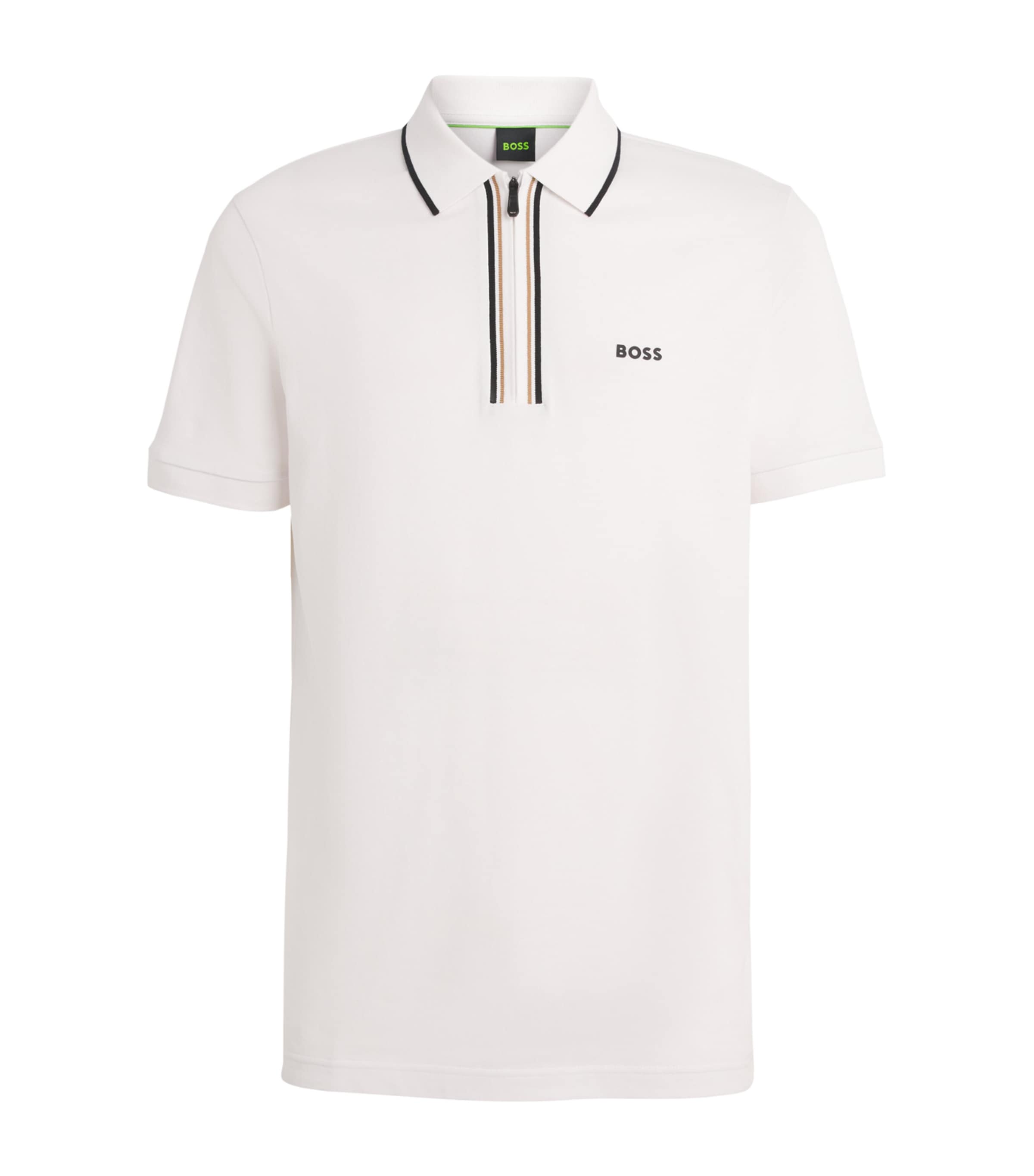 BOSS Mens Stretch-Cotton Philix Polo Shirt White Image 1