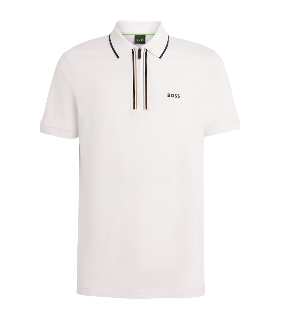 BOSS Mens Stretch-Cotton Philix Polo Shirt White Image 1