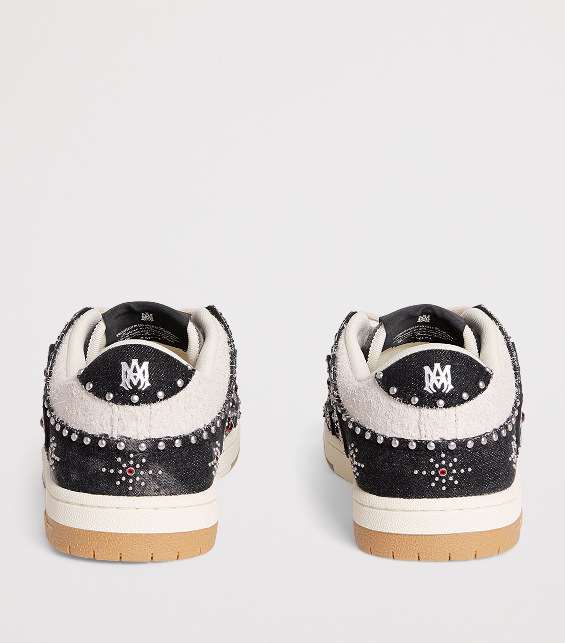 Denim-Suede Studded Skel Sneakers BLACK Image 4