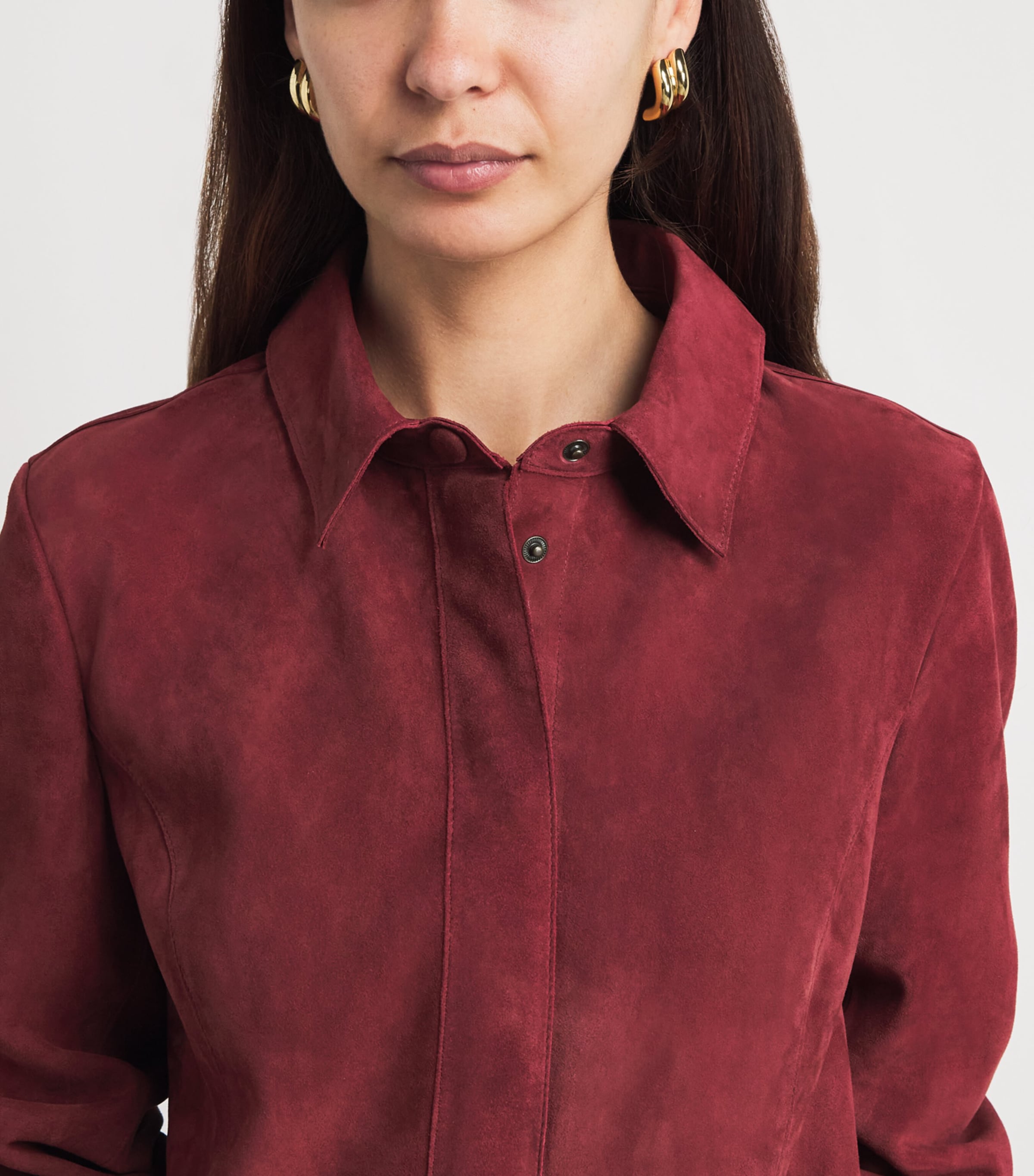 FRAME Womens The Suede Shirt Garnet Image 3