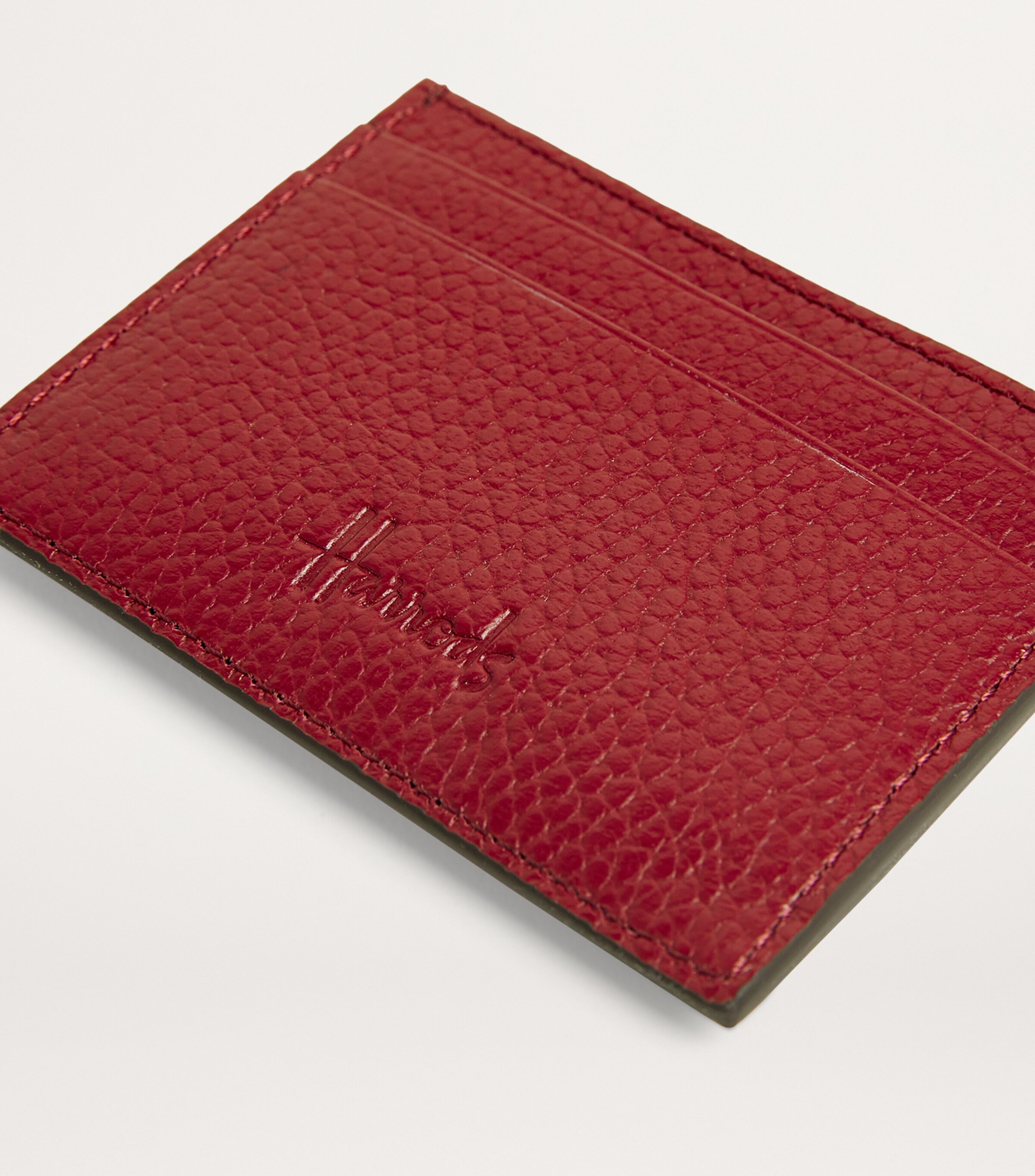 Grained Leather Card Holder BURGUNDY Image 3