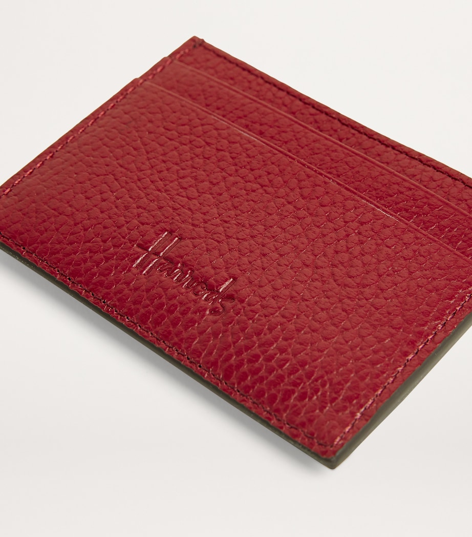 Grained Leather Card Holder BURGUNDY Image 3