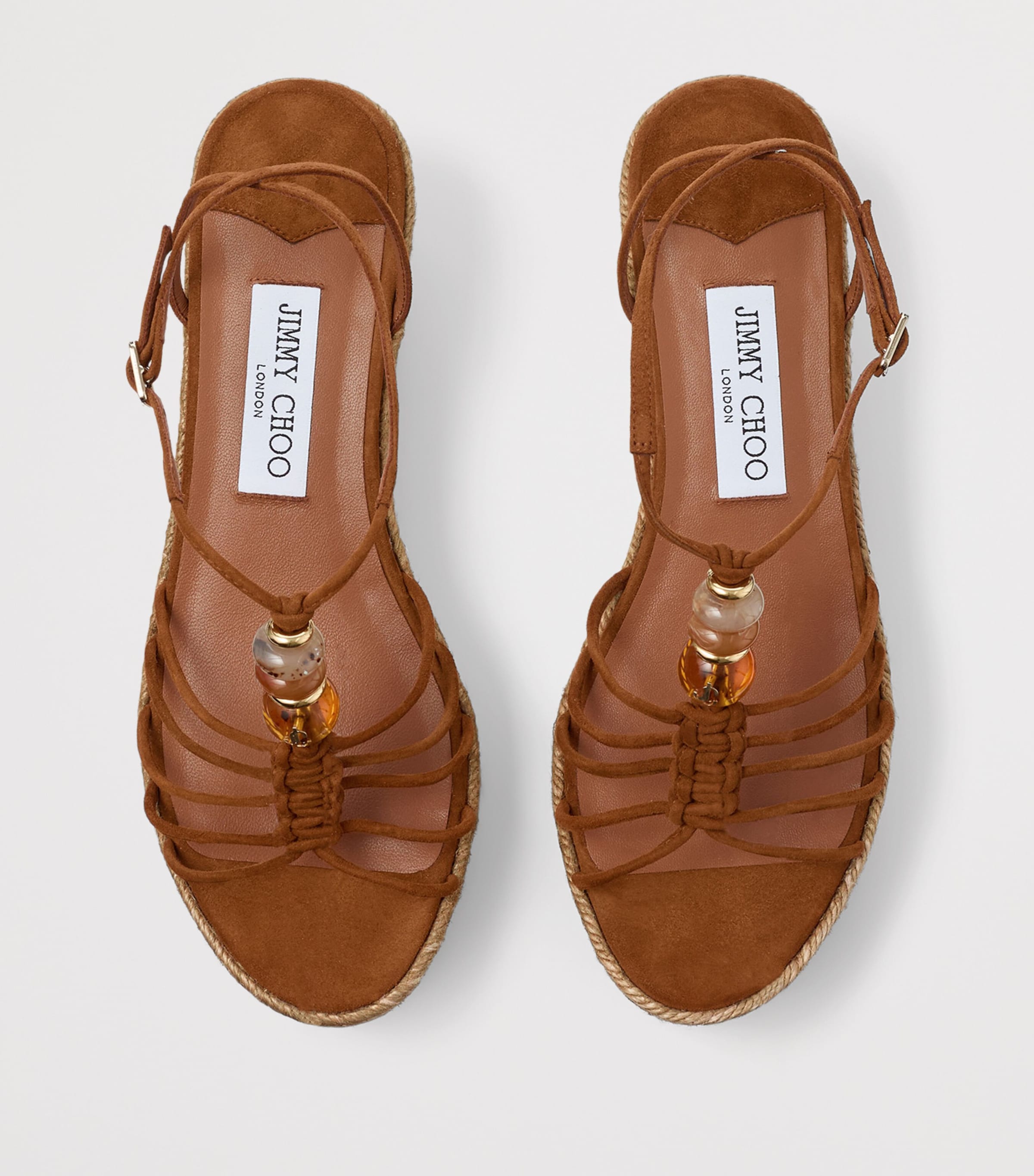 Jimmy Choo Lemi 50 Suede Wedge Sandals Tan Mix Image 4