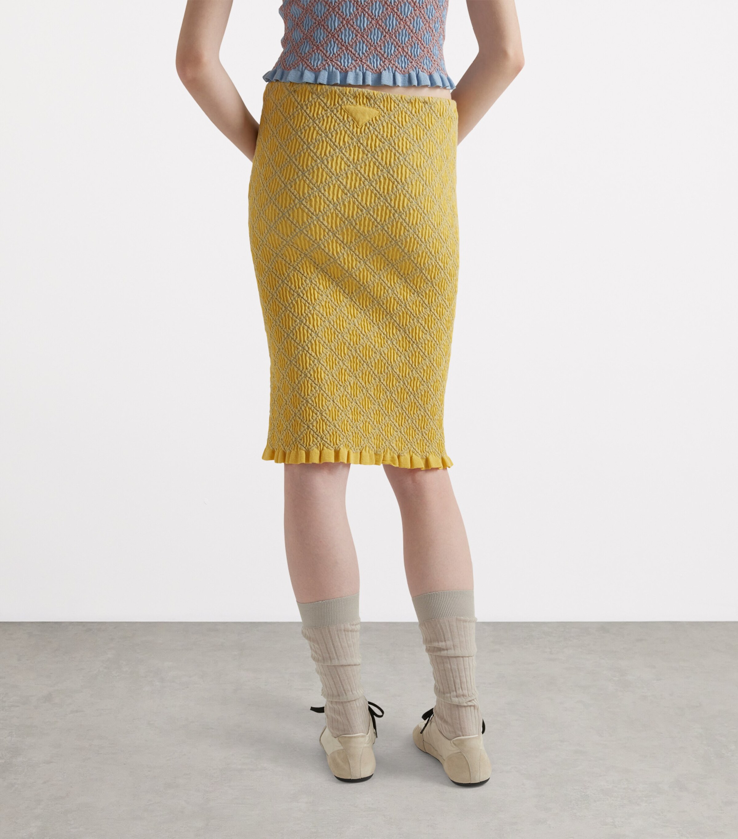 Prada Womens Cotton Smock Stitch Pencil Skirt Image 4
