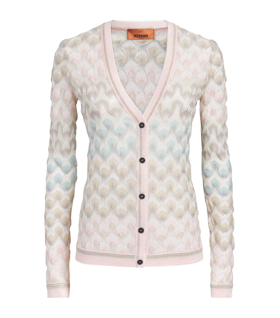Missoni Womens Lamé Lace Motif Cardigan Smsqb Multi B/p/w/y Image 1