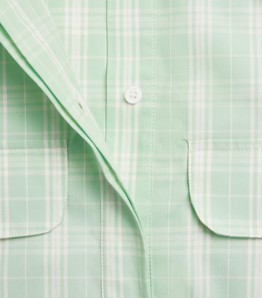 Sandro Paris Womens Cotton Check Shirt Green / Ecru Image 6